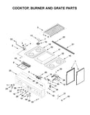 Cooktop, burner and grate parts