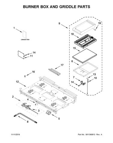 Burner box and griddle parts
