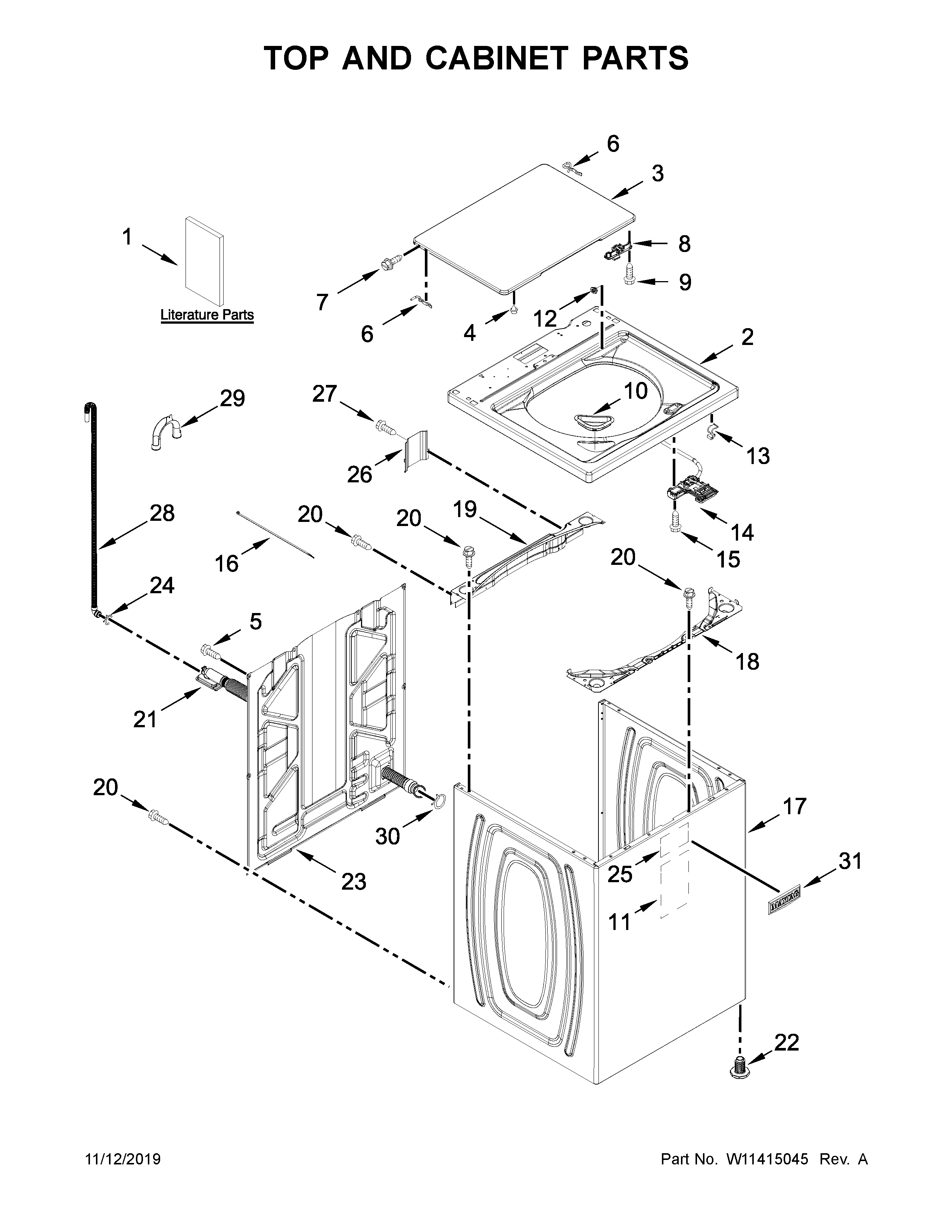 Top and cabinet parts