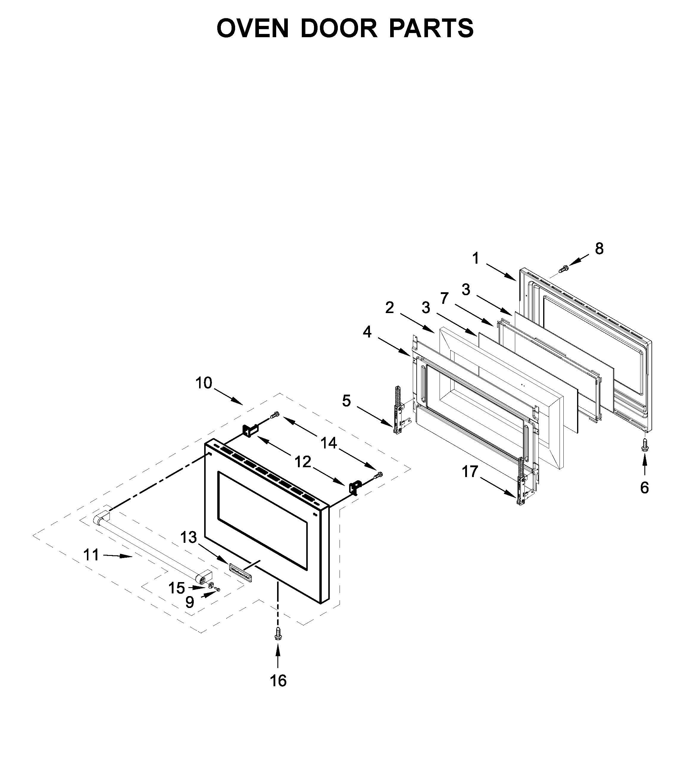 Oven door parts