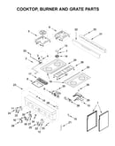 Cooktop, burner and grate parts