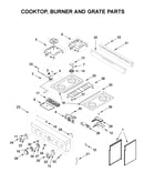 Cooktop, burner and grate parts