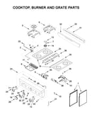Cooktop, burner and grate parts