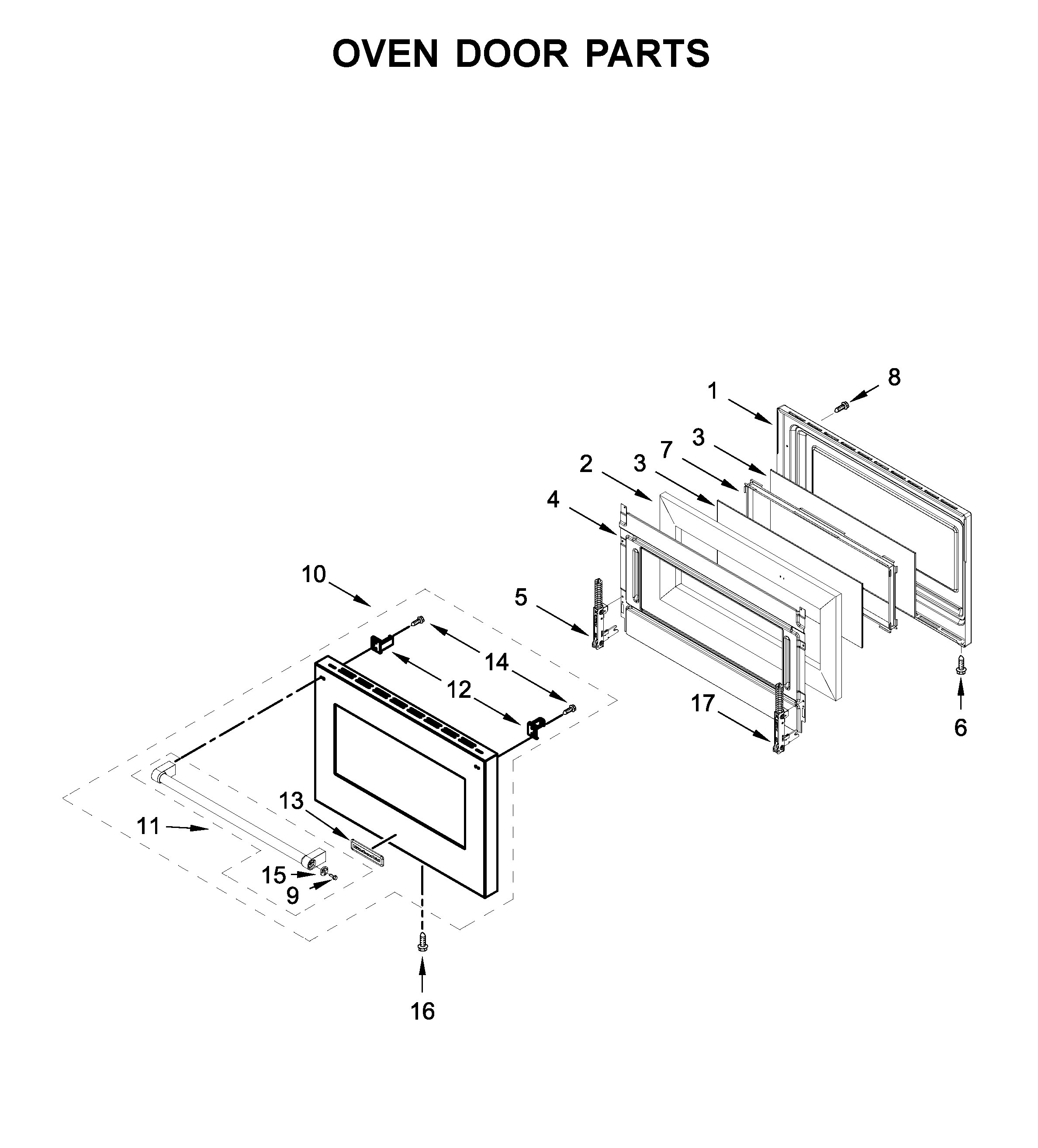 Oven door parts