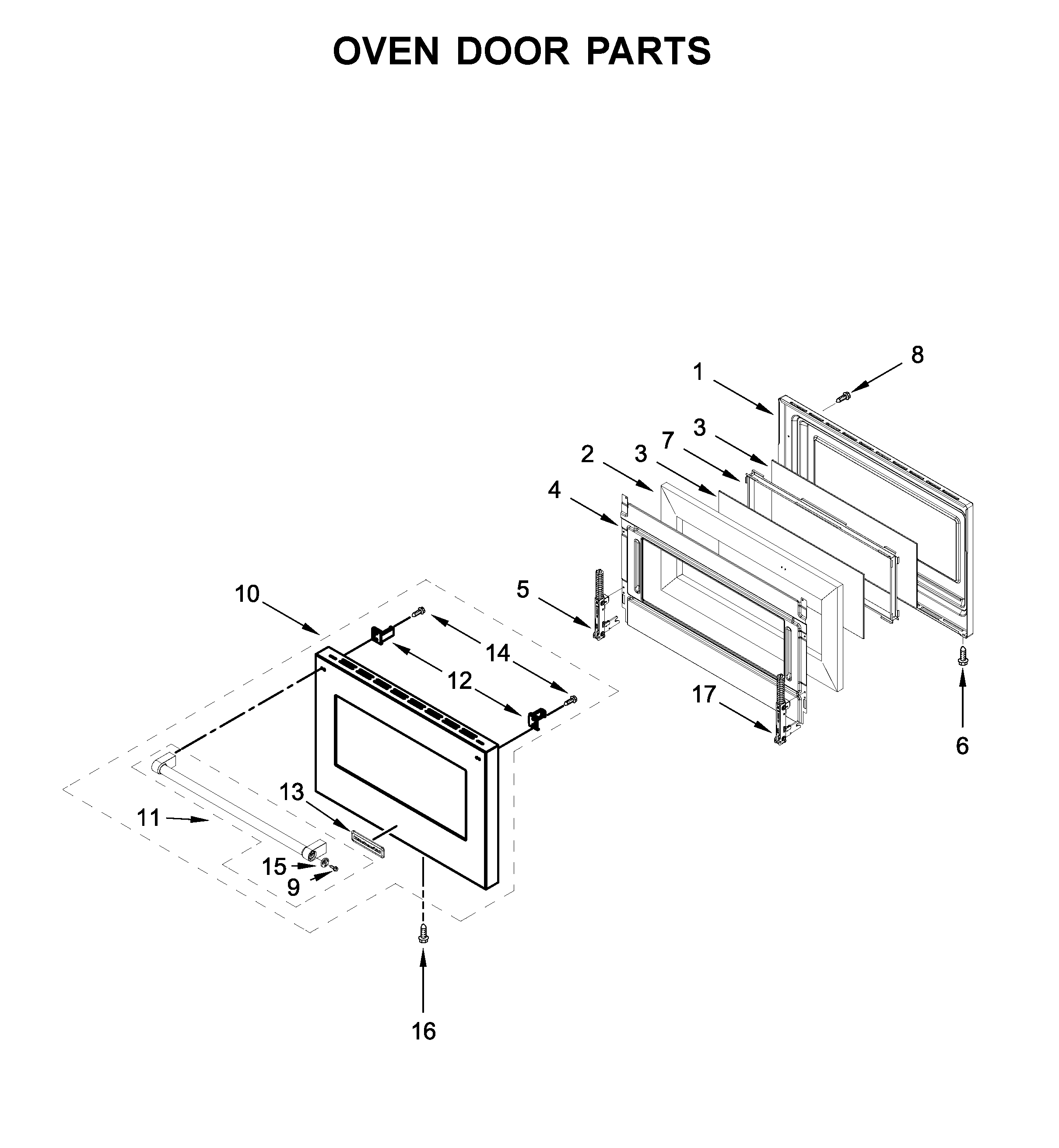 Oven door parts
