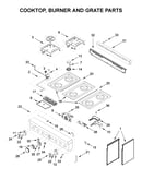 Cooktop, burner and grate parts