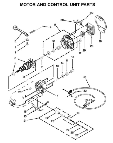 Motor and control unit parts