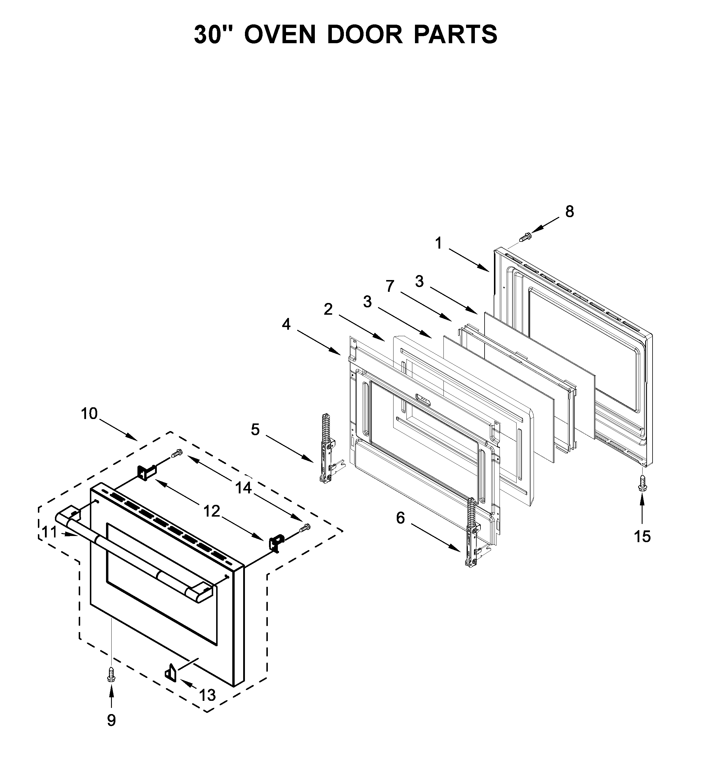 30" oven door parts