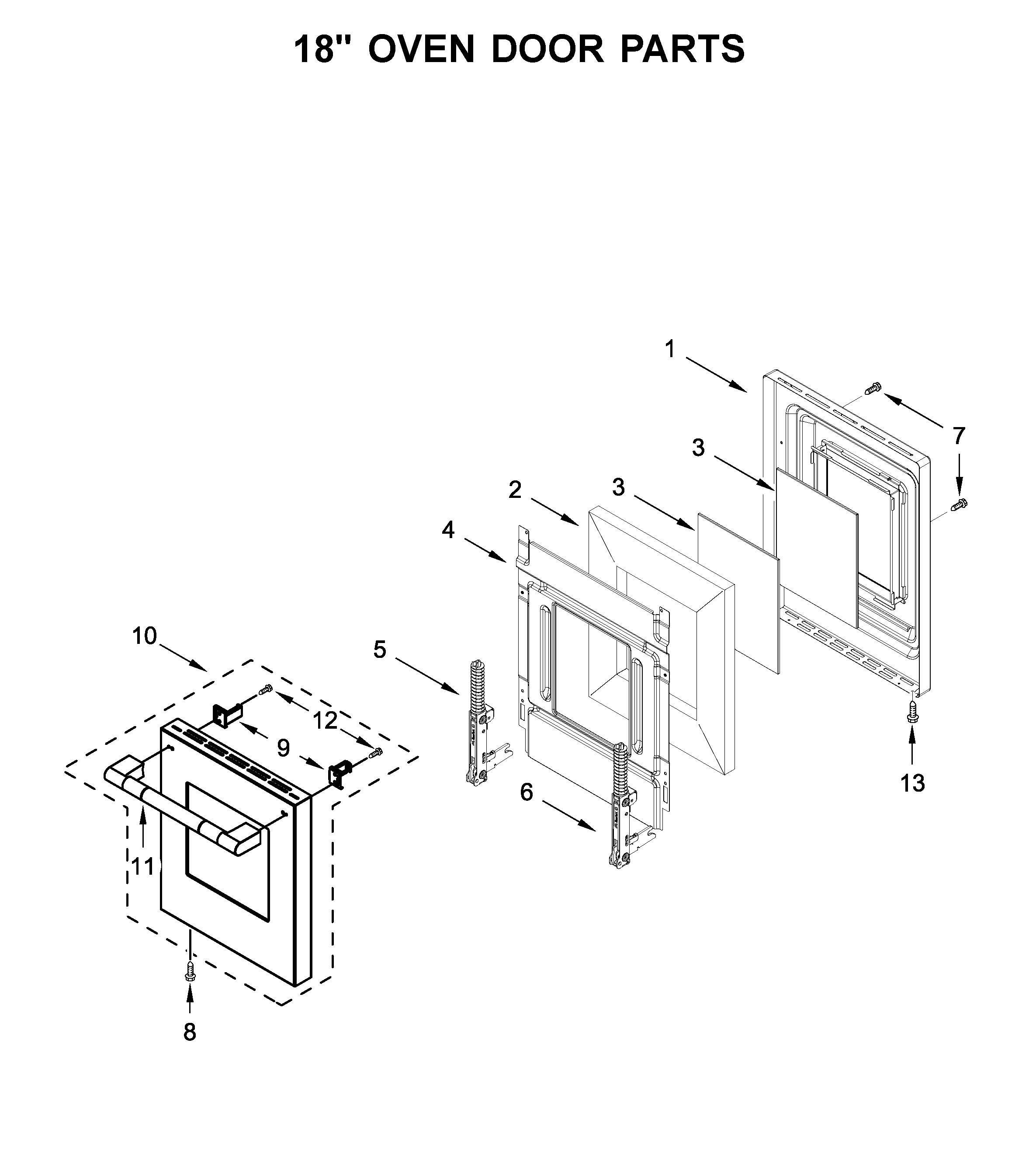 18" oven door parts
