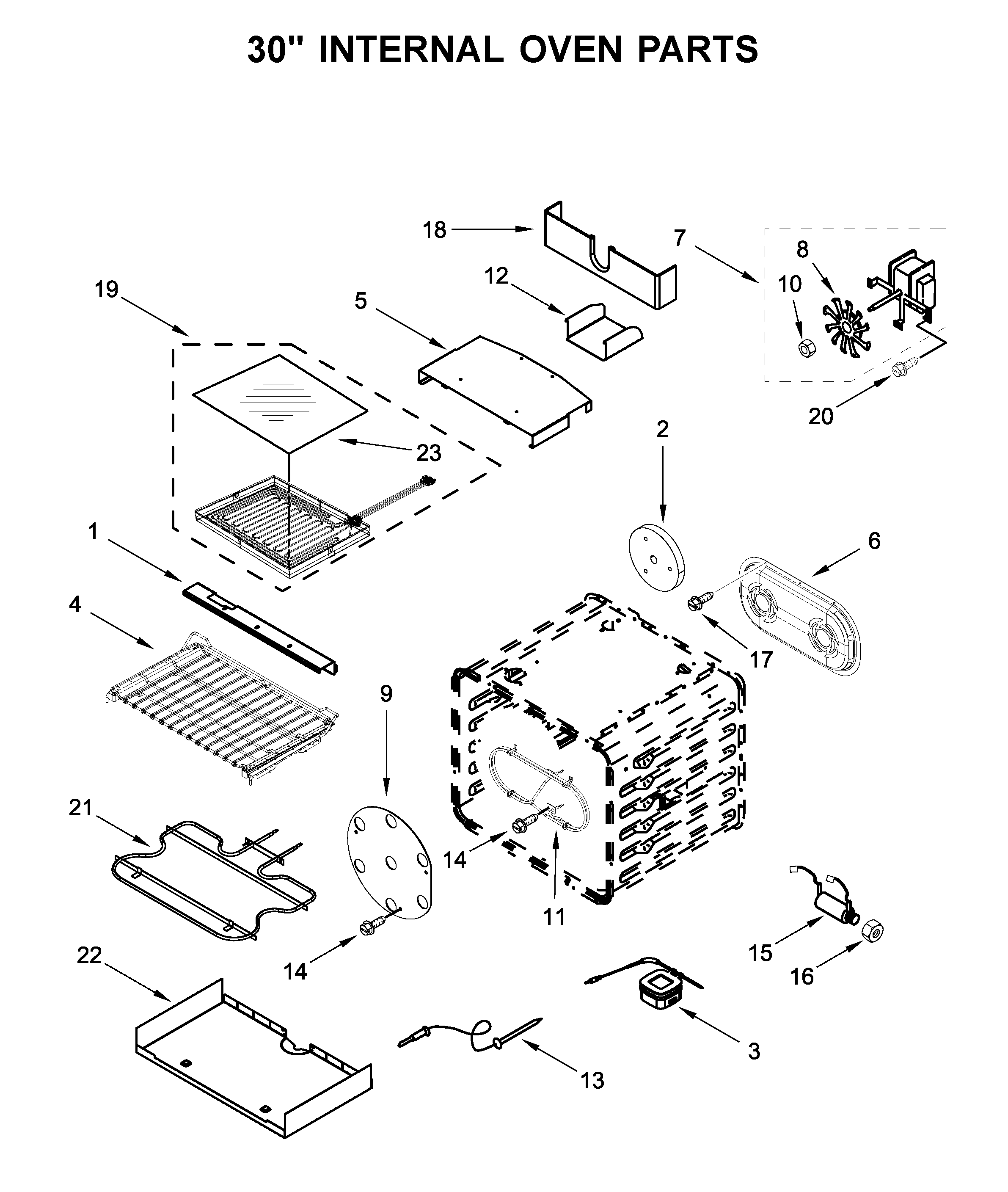 30" internal oven parts