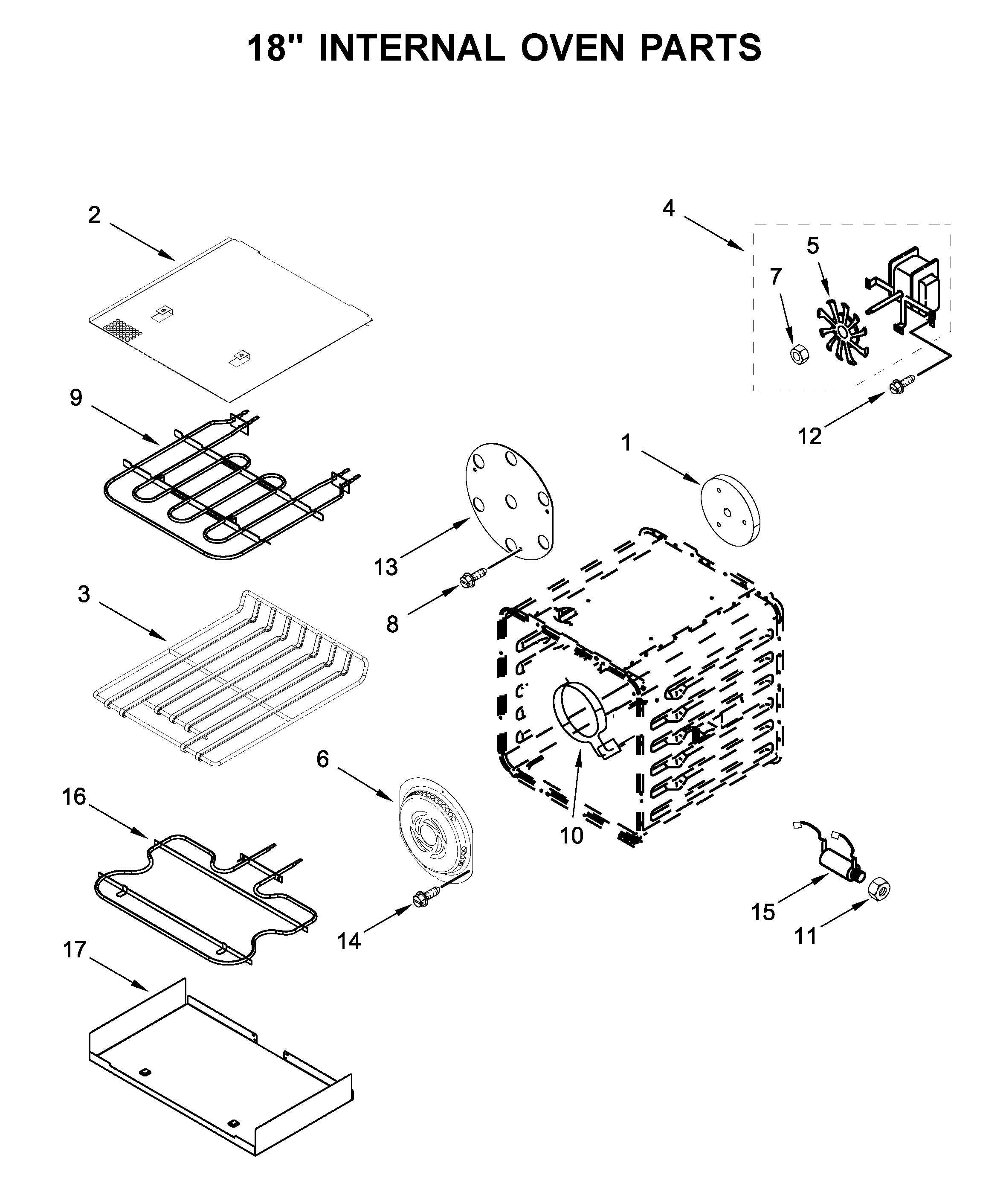 18" internal oven parts