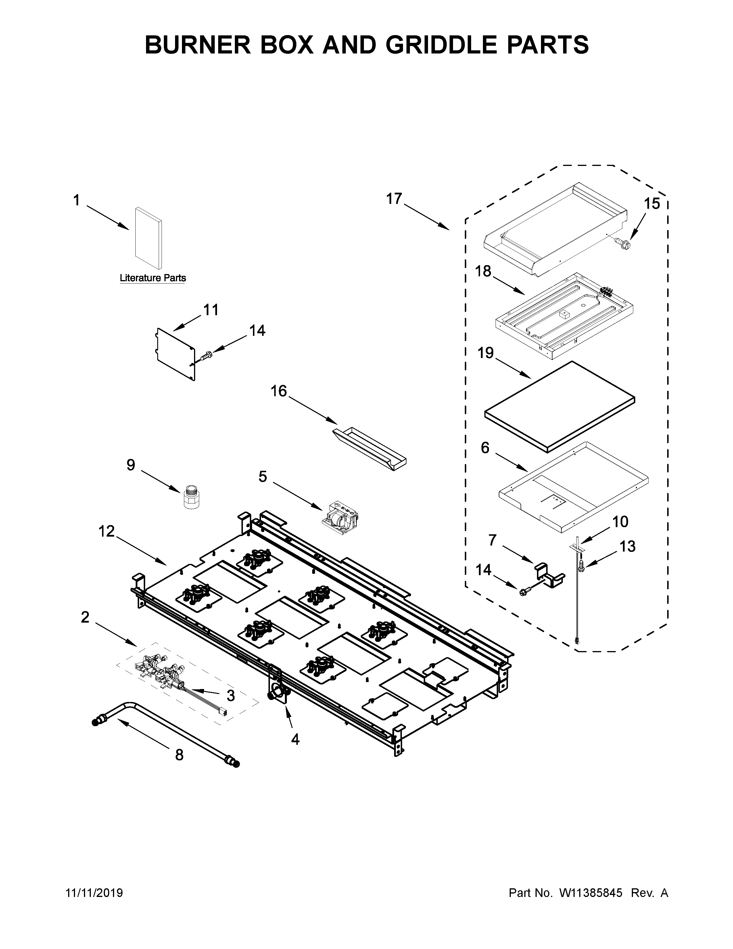 BURNER BOX AND GRIDDLE PARTS