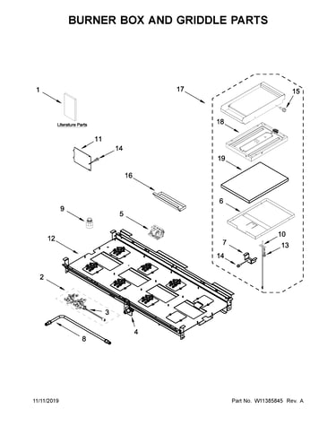 Burner box and griddle parts