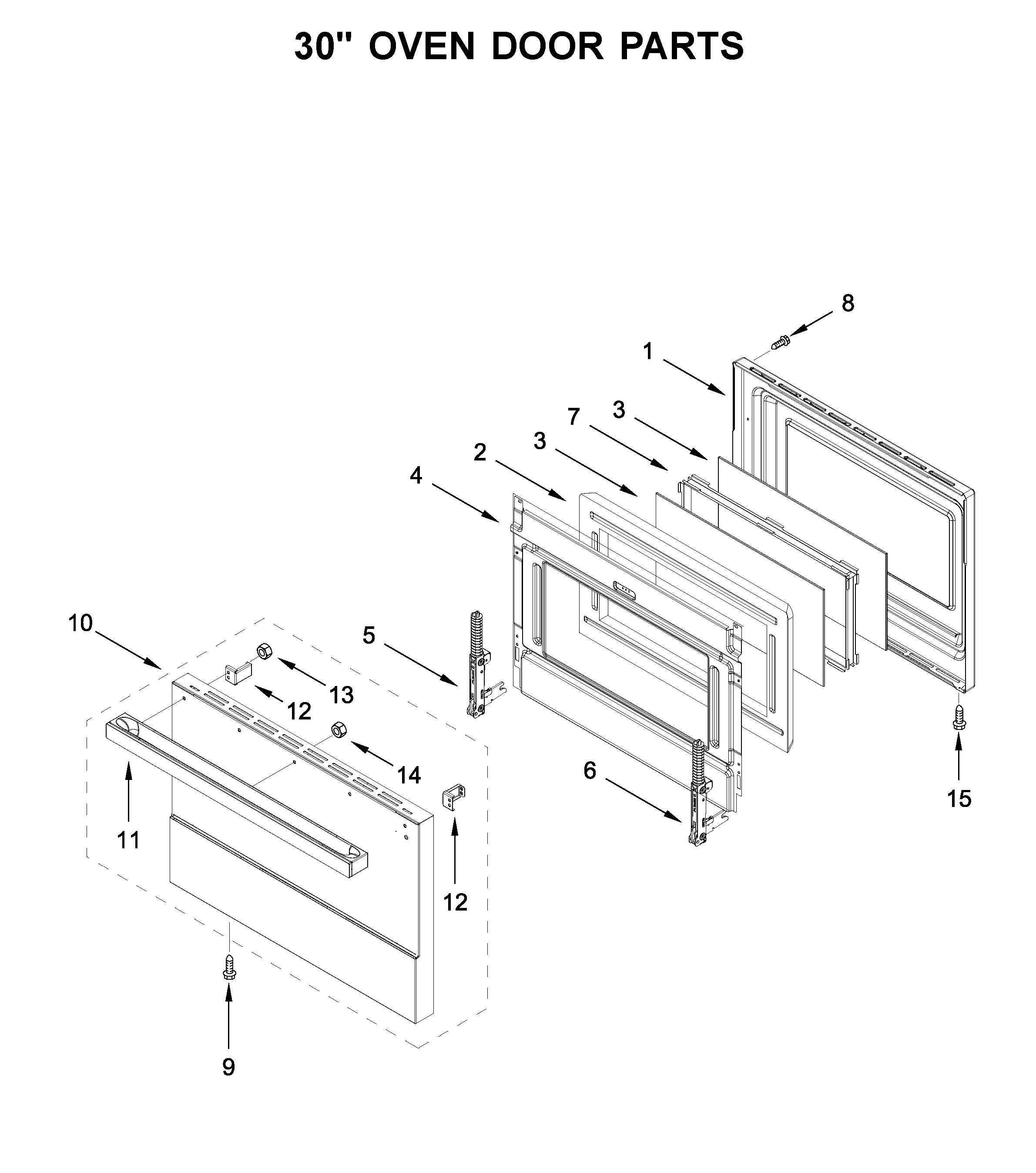 30" OVEN DOOR PARTS