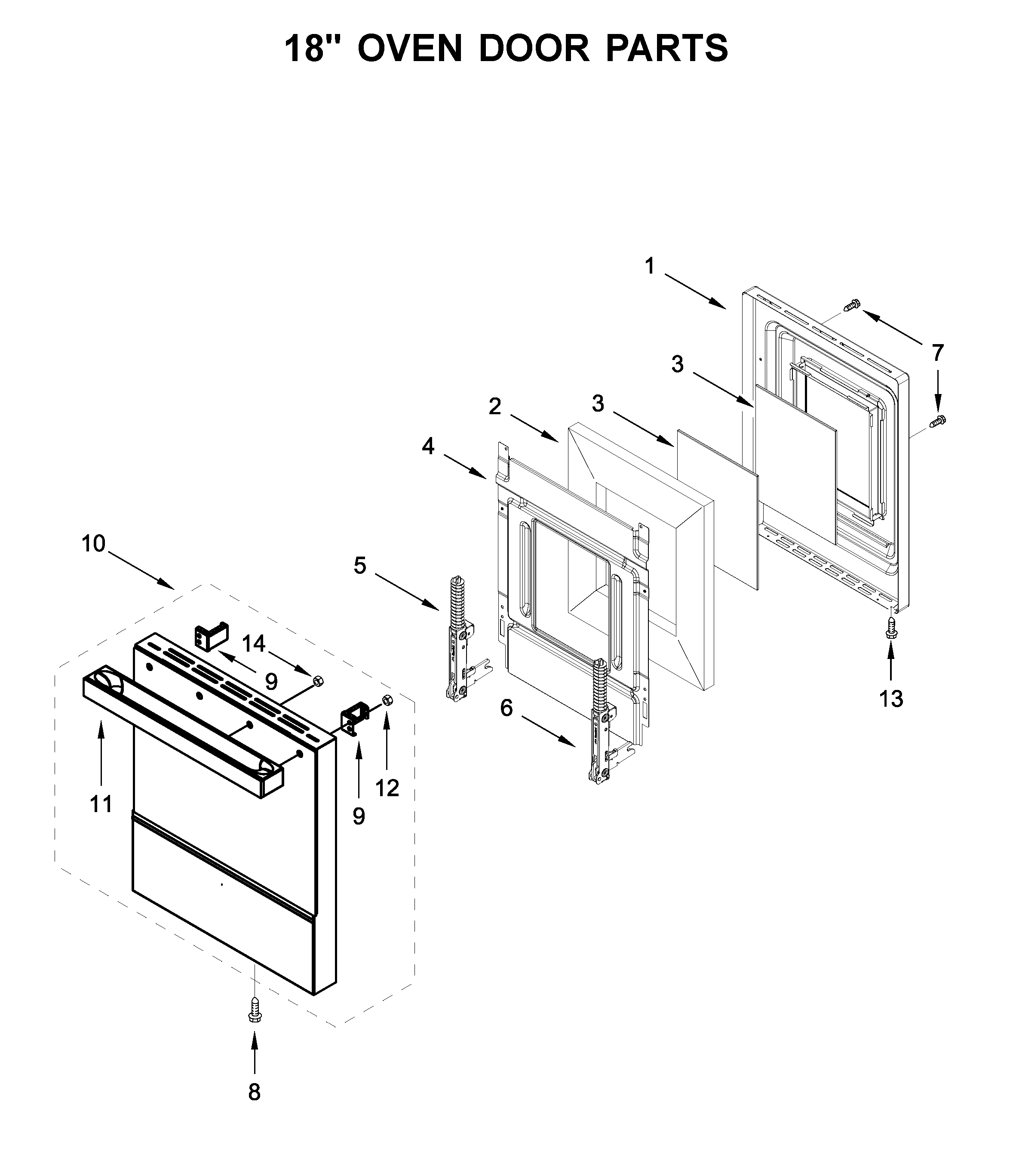 18" OVEN DOOR PARTS