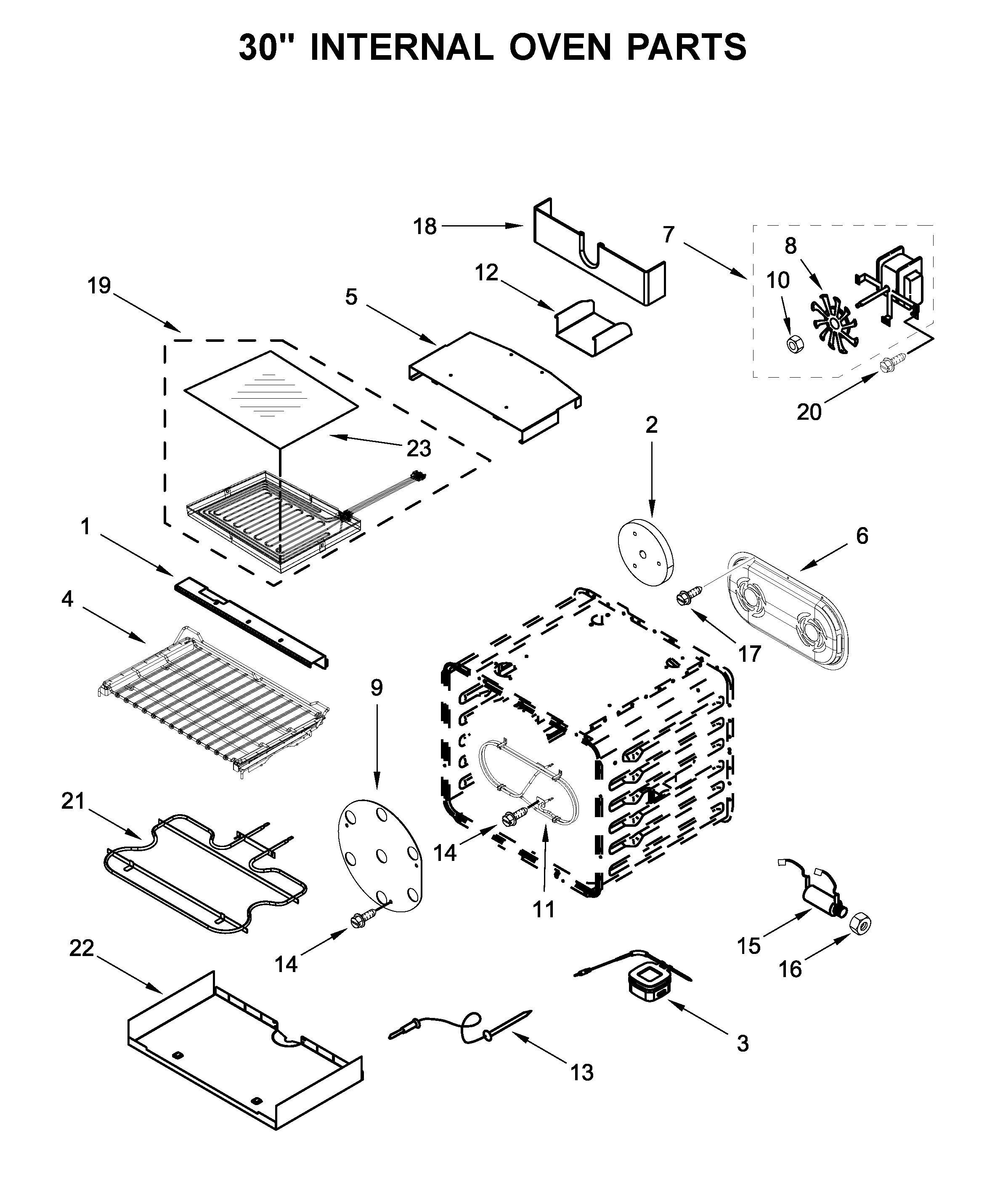 30" INTERNAL OVEN PARTS