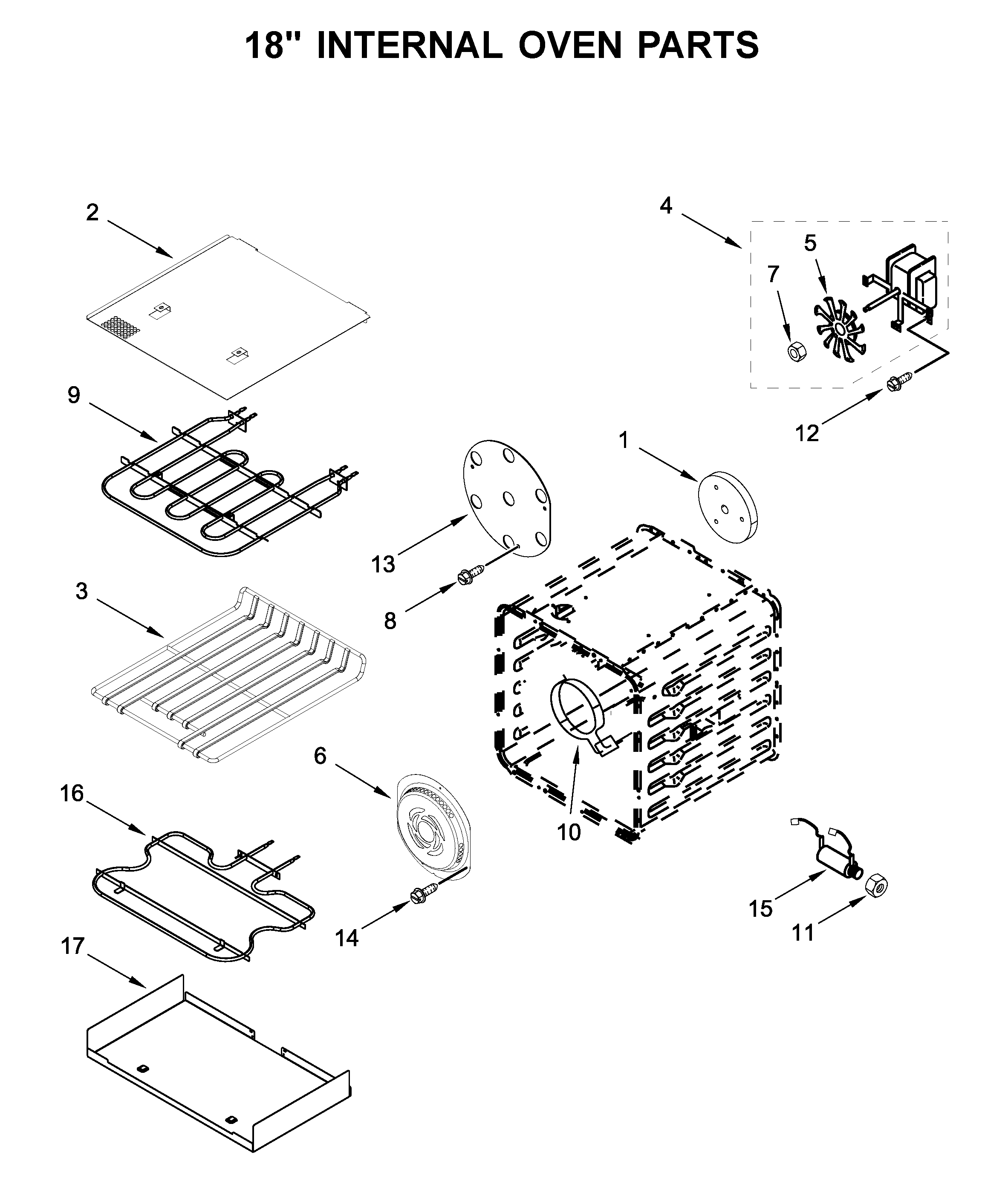 18" INTERNAL OVEN PARTS