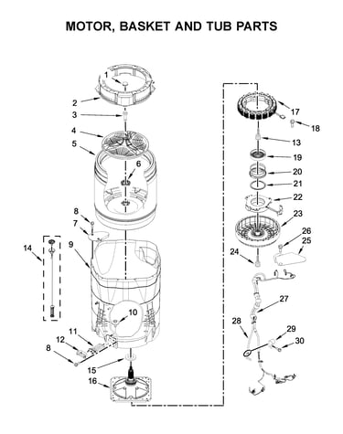 Motor, basket and tub parts