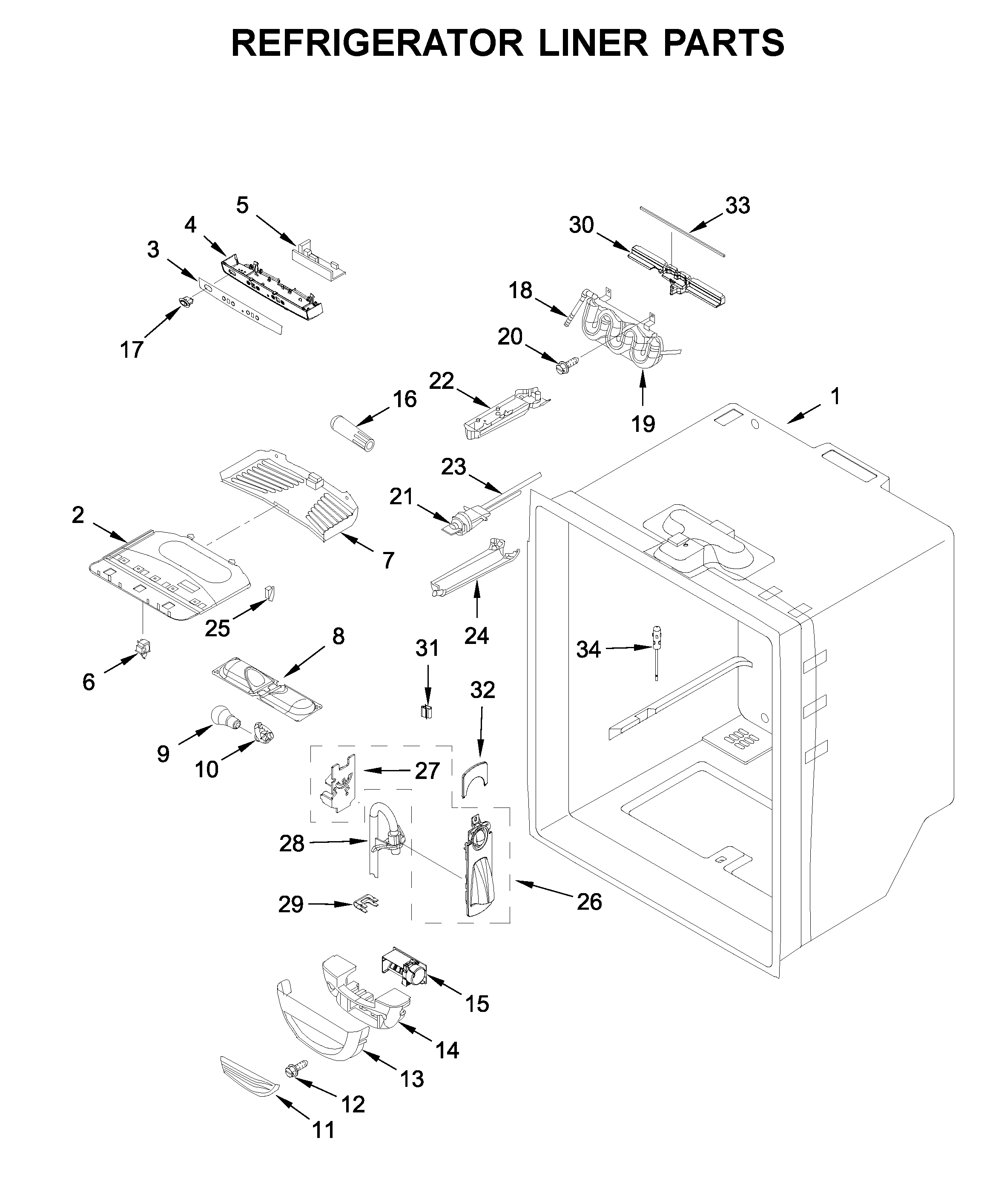 Refrigerator liner parts