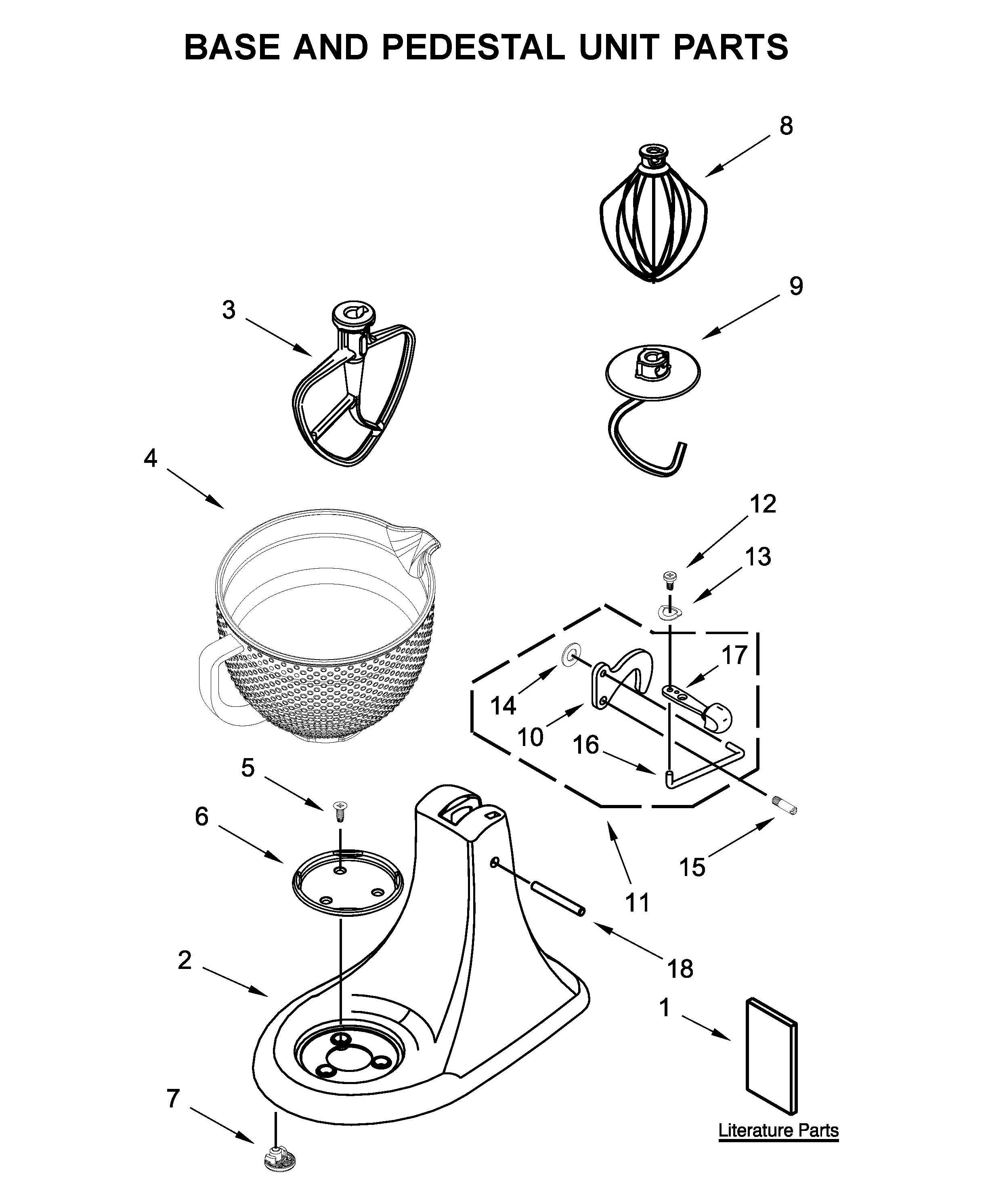 Base and pedestal unit parts