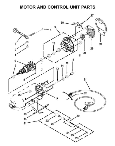 Motor and control unit parts