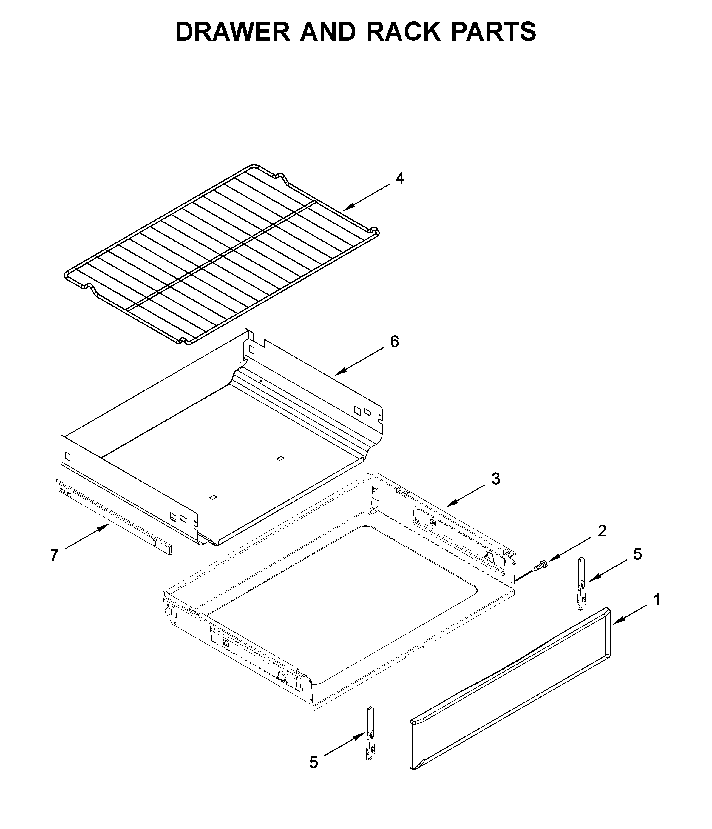 Drawer and rack parts