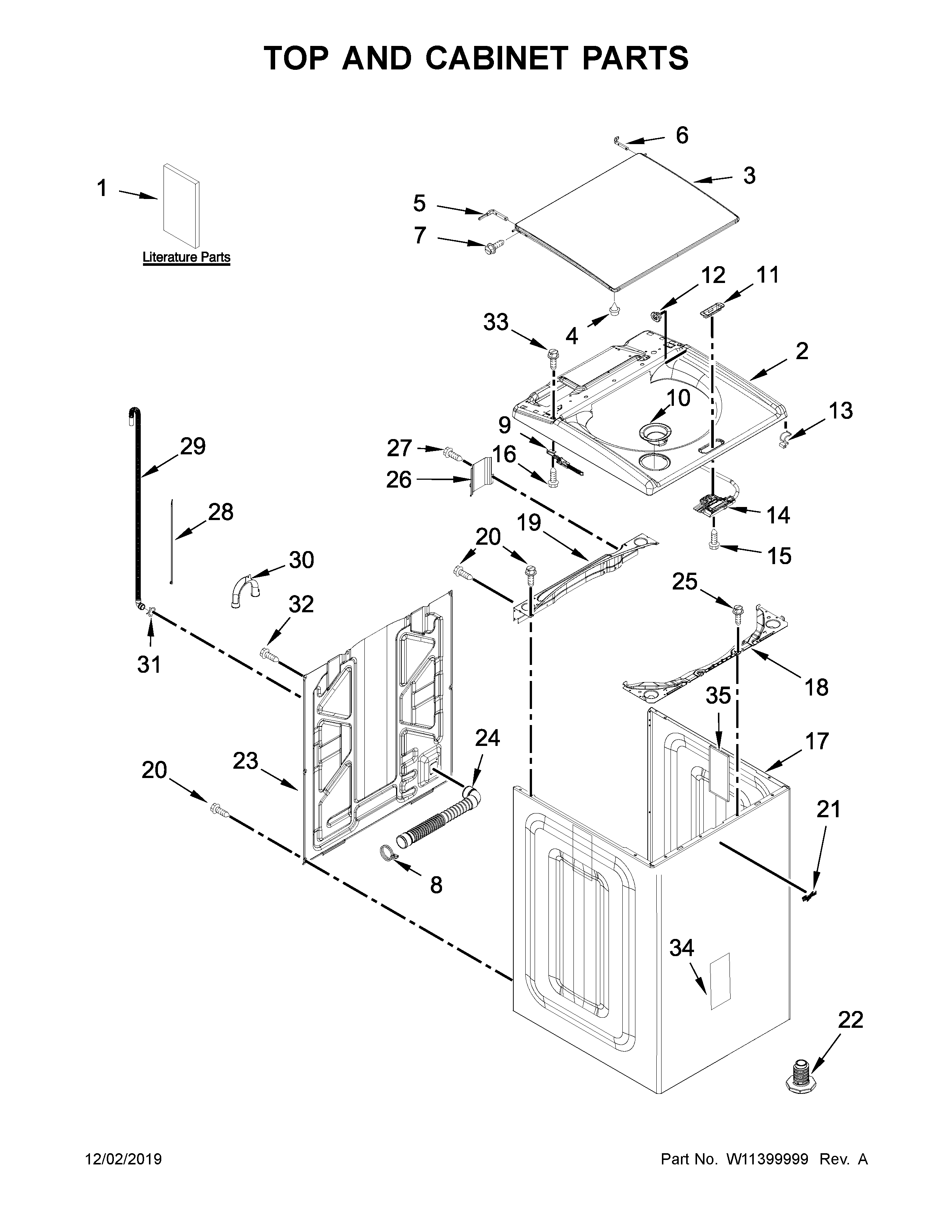 Top and cabinet parts