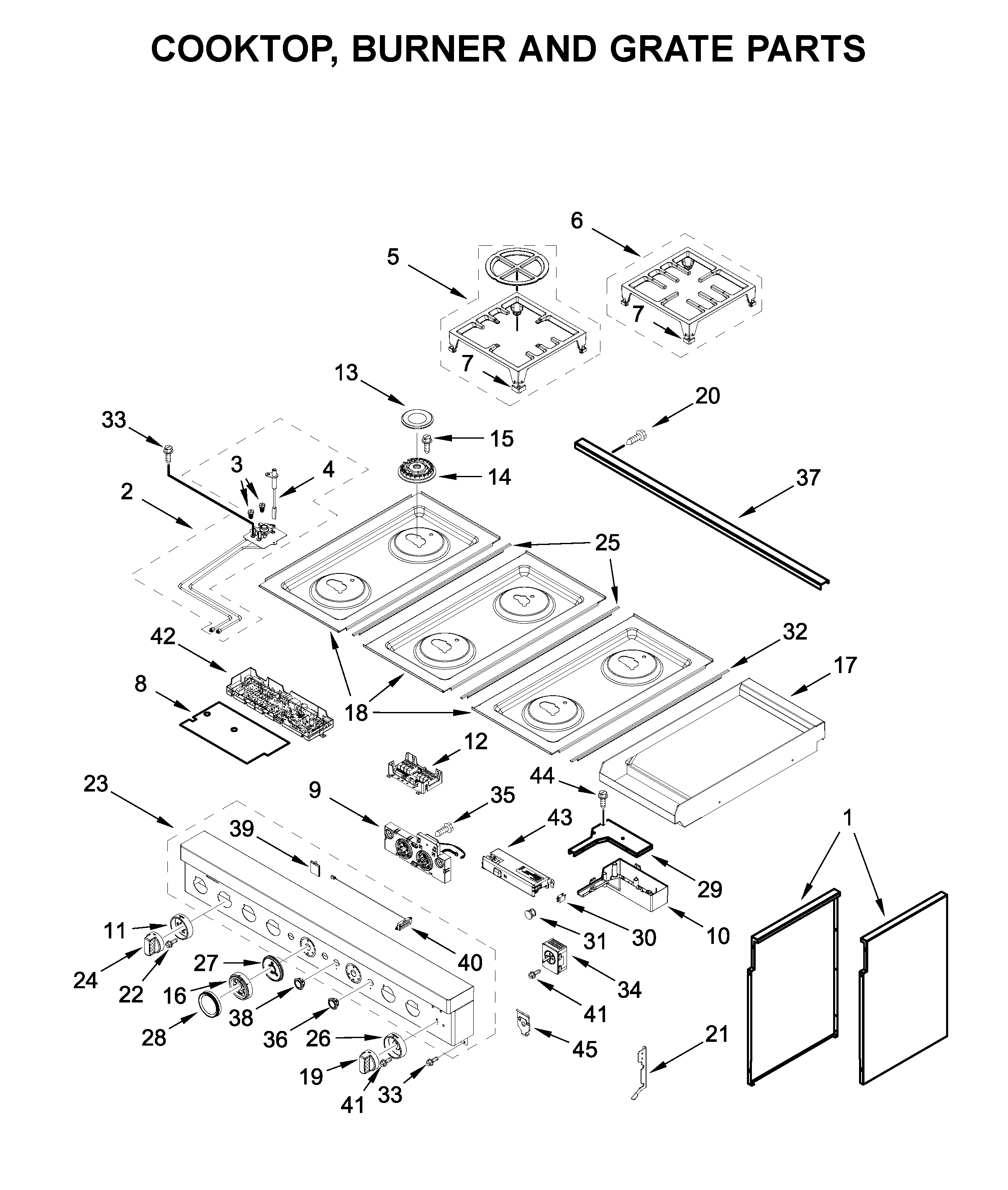 COOKTOP, BURNER AND GRATE PARTS