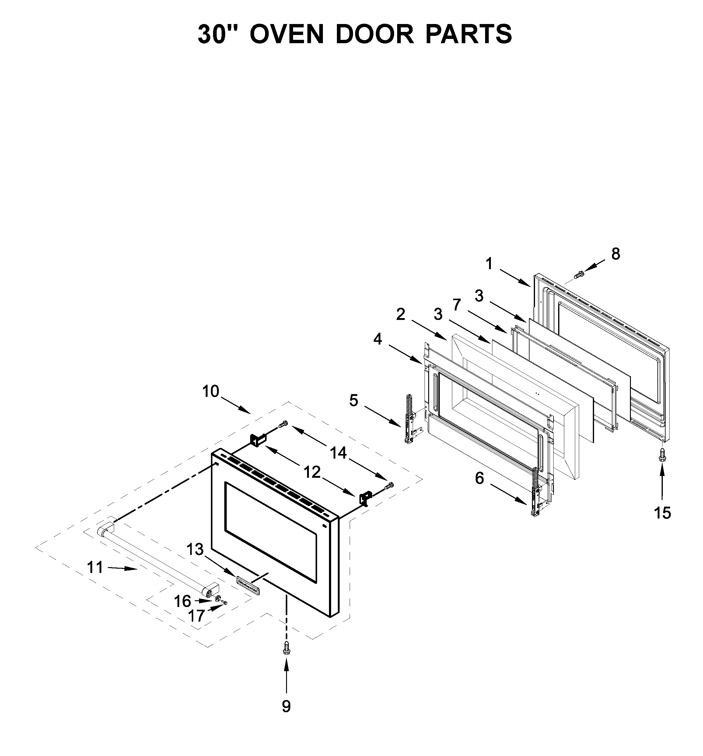 30" OVEN DOOR PARTS