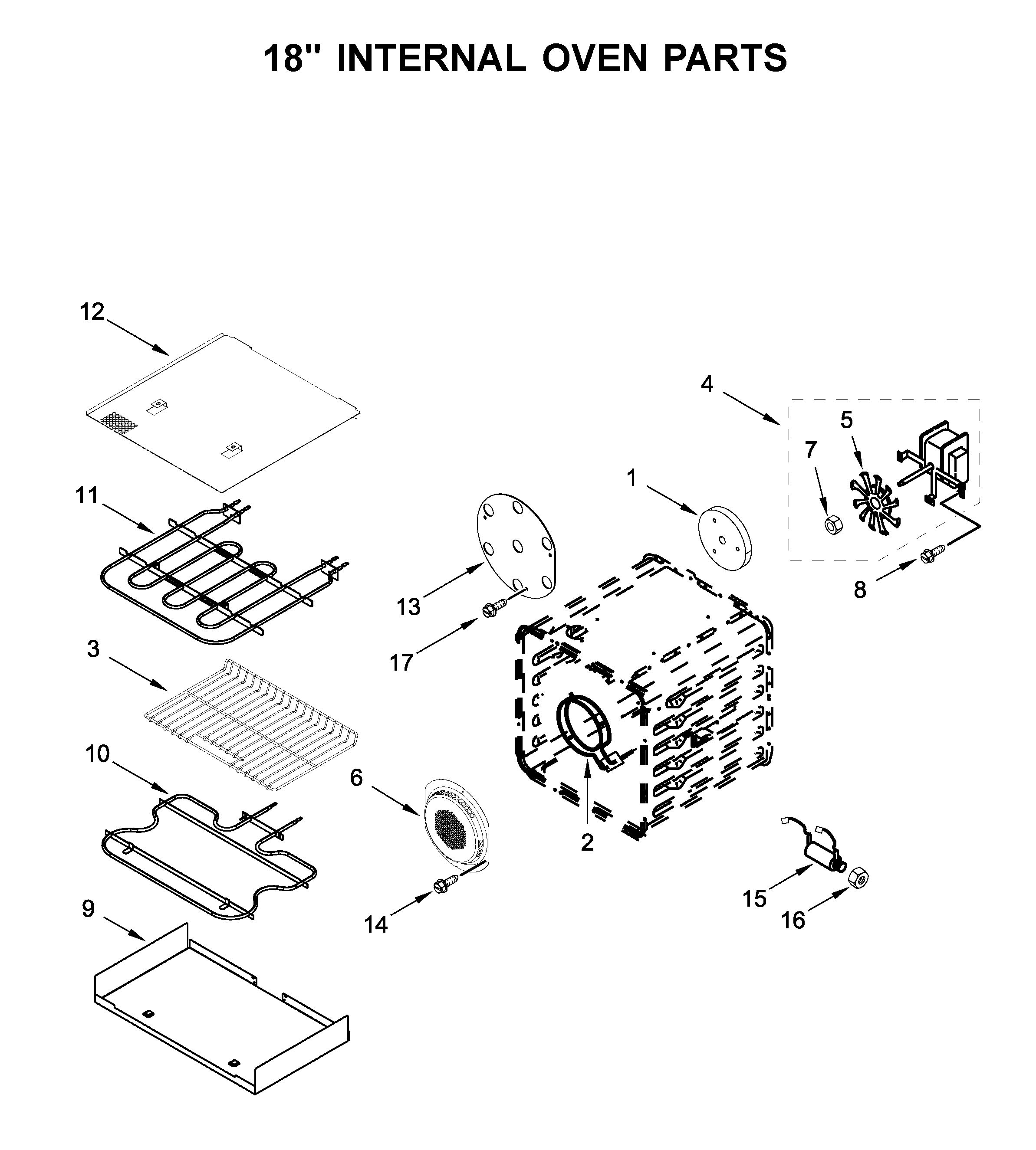 18" INTERNAL OVEN PARTS