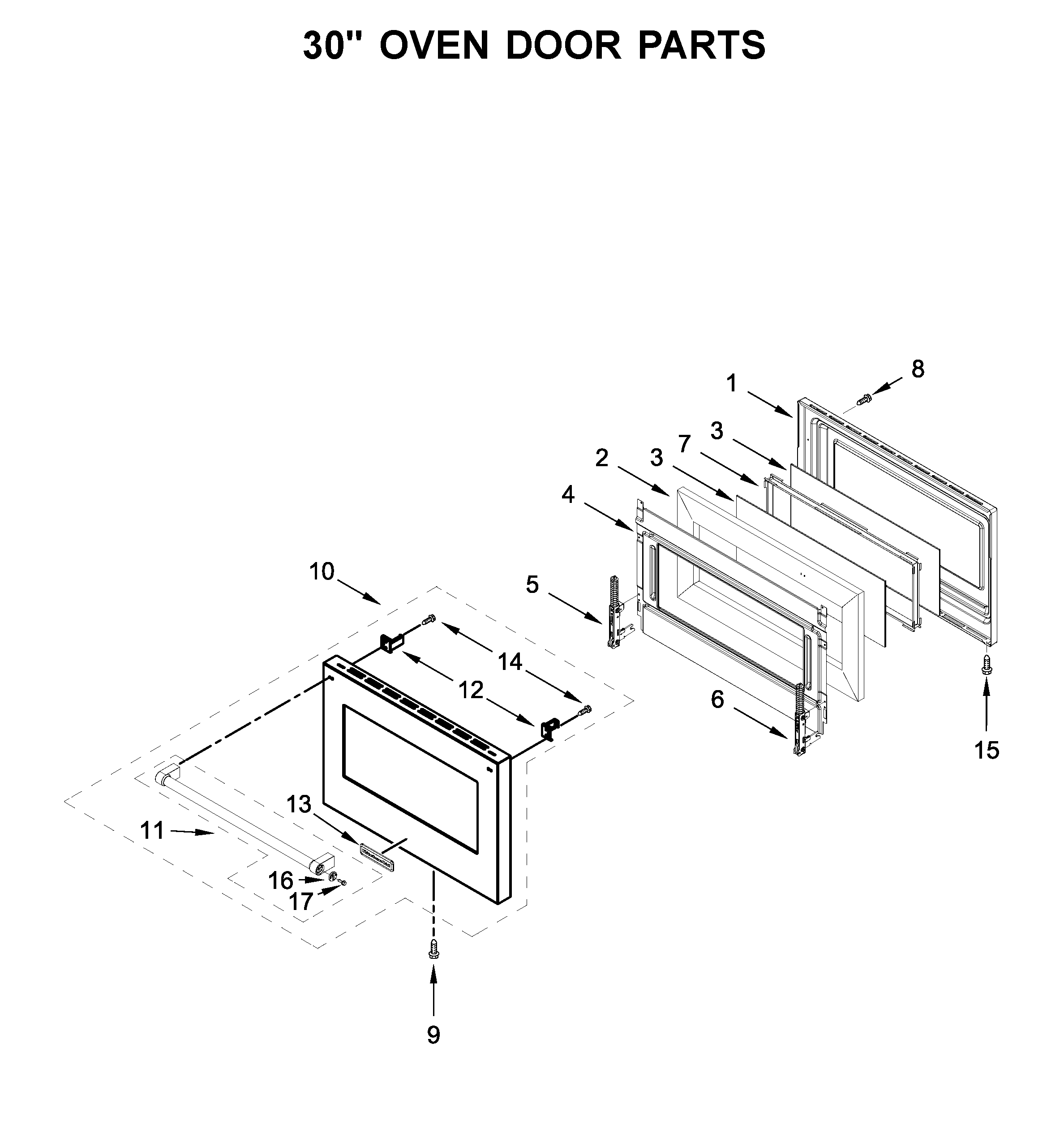 30" oven door parts