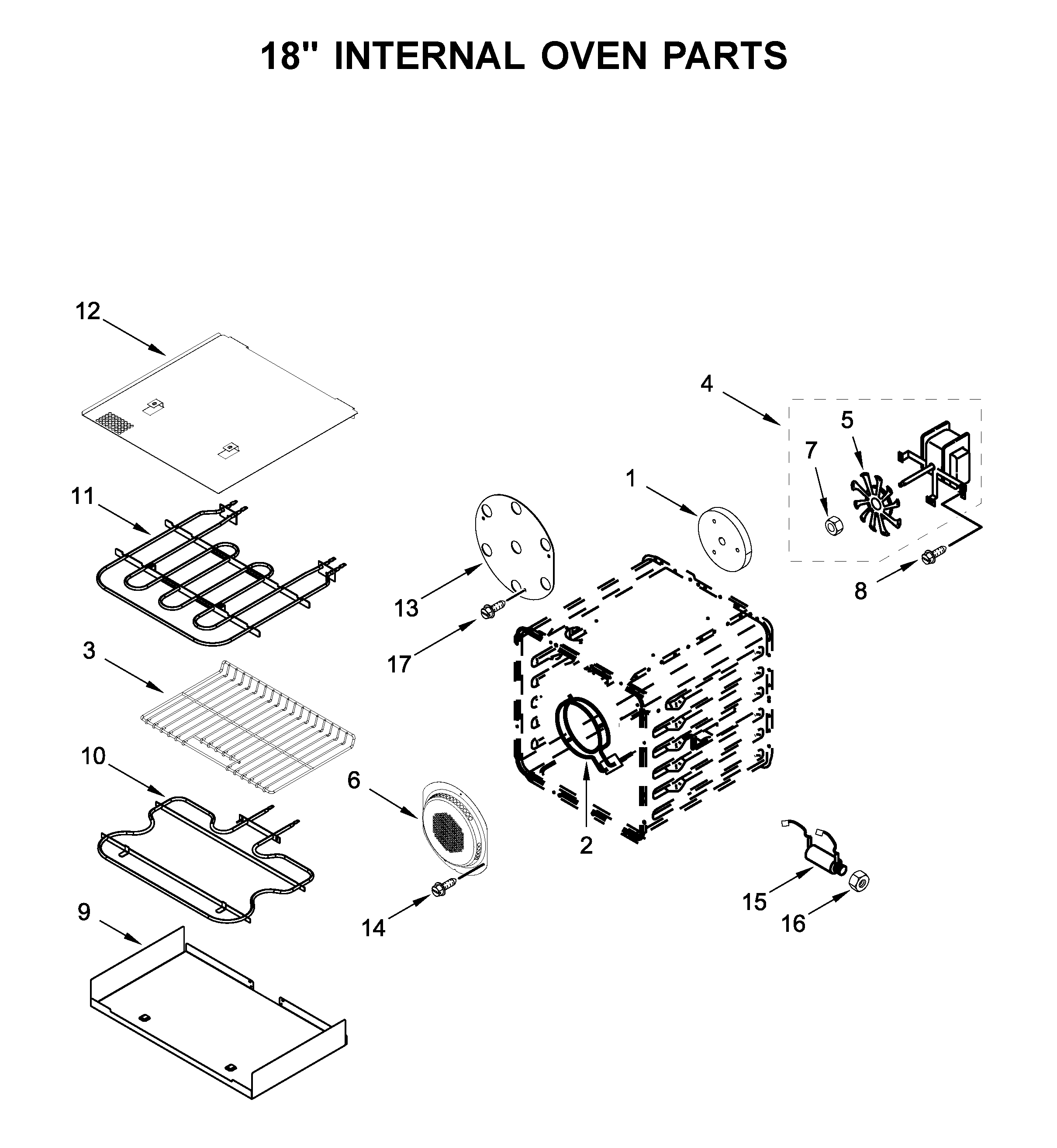 18" internal oven parts