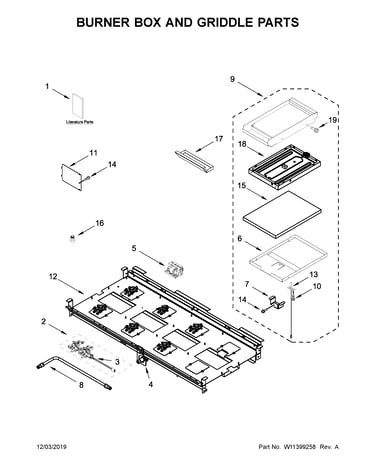 Burner box and griddle parts