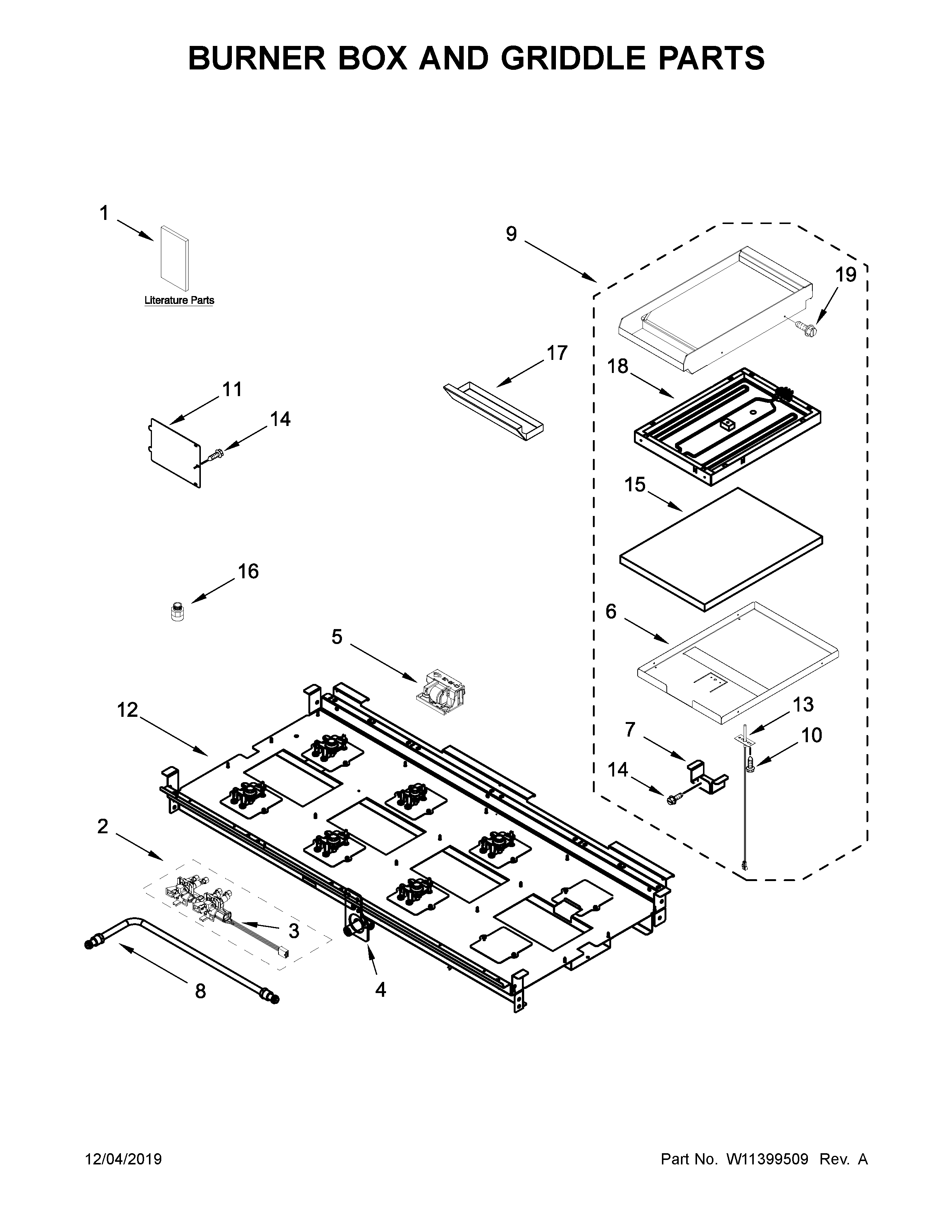 BURNER BOX AND GRIDDLE PARTS