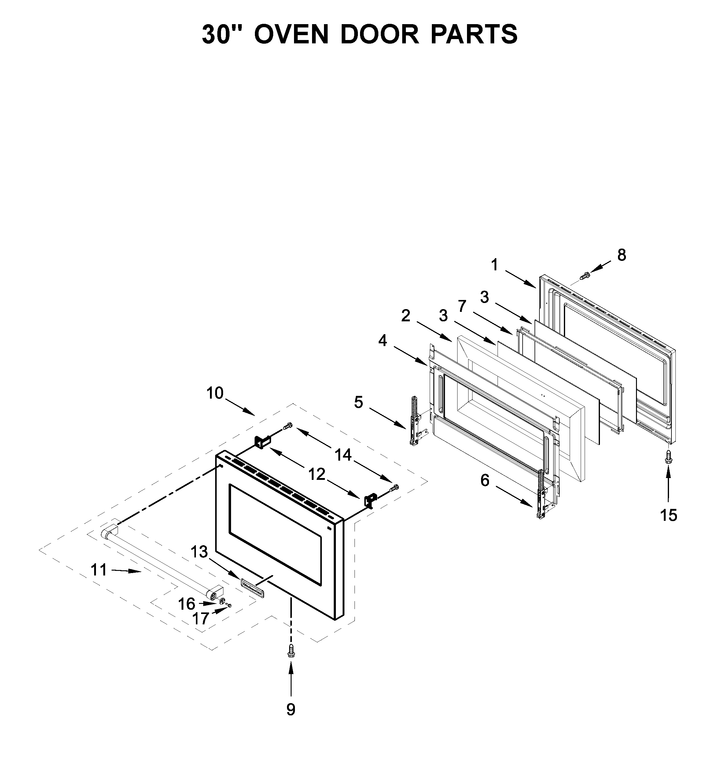 30" oven door parts