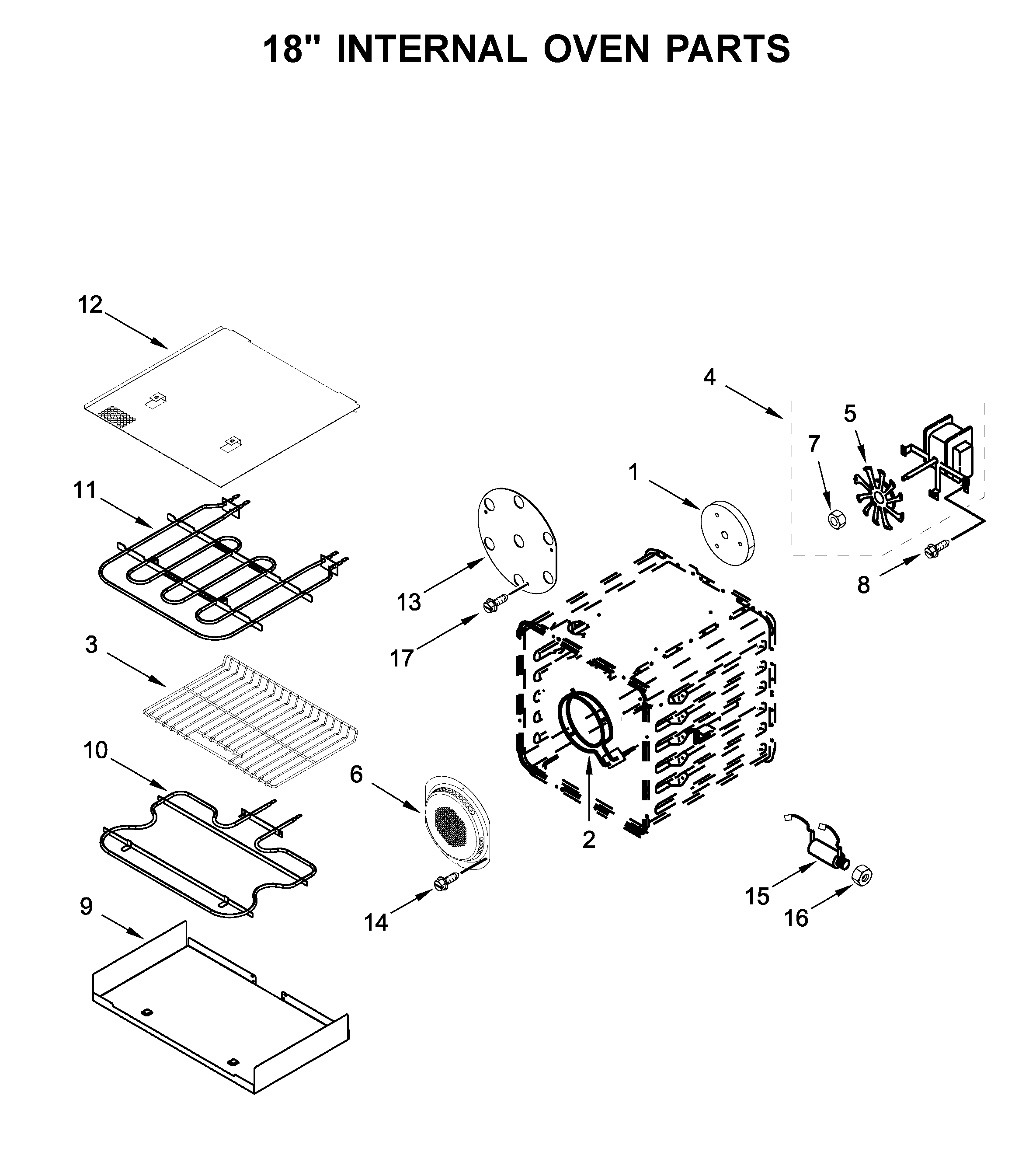18" internal oven parts
