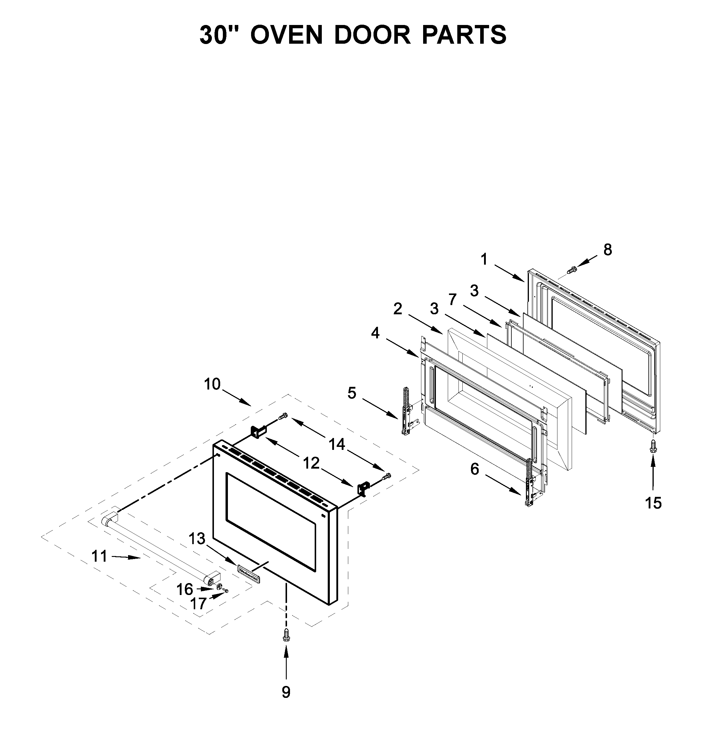 30" oven door parts