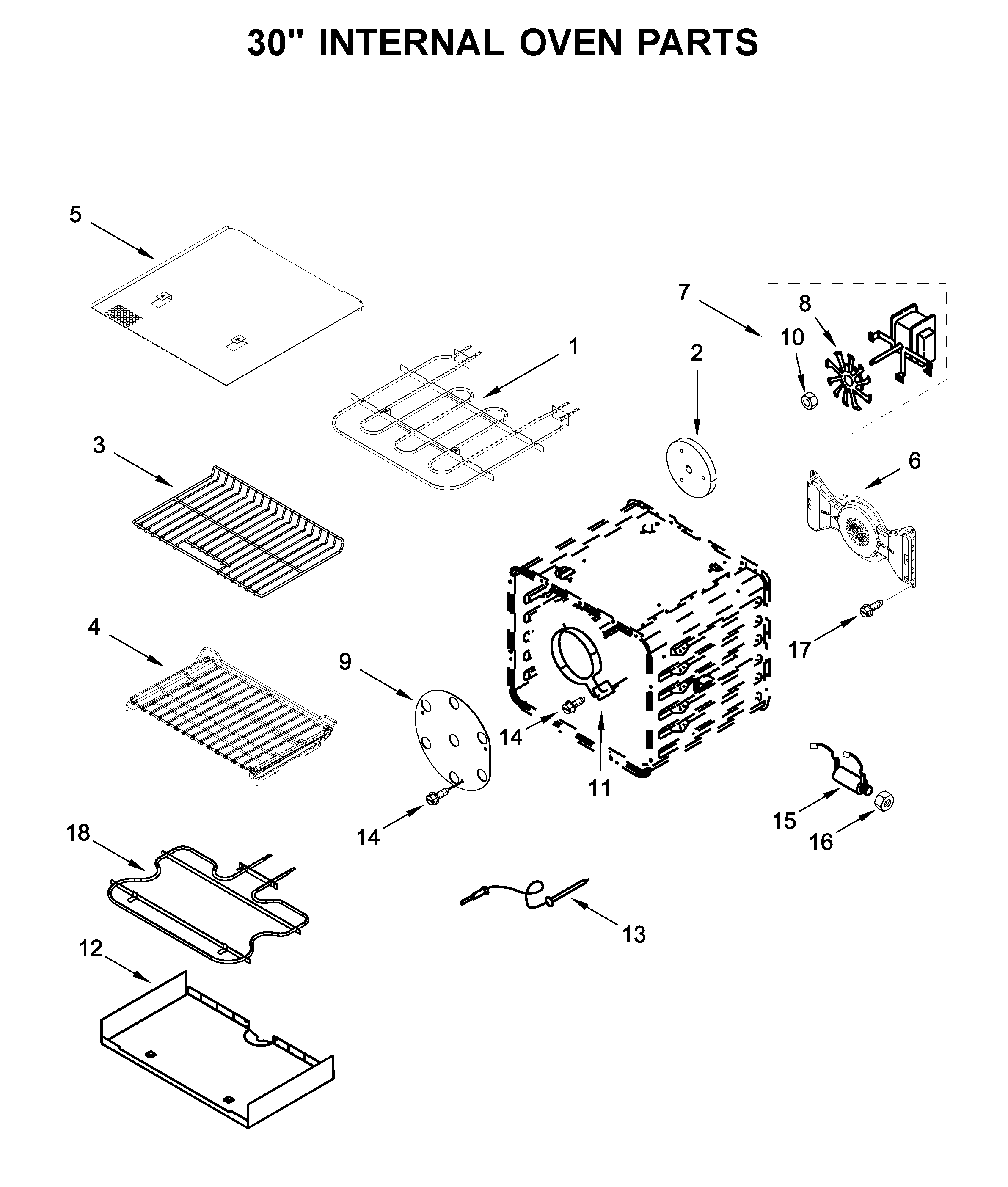30" internal oven parts