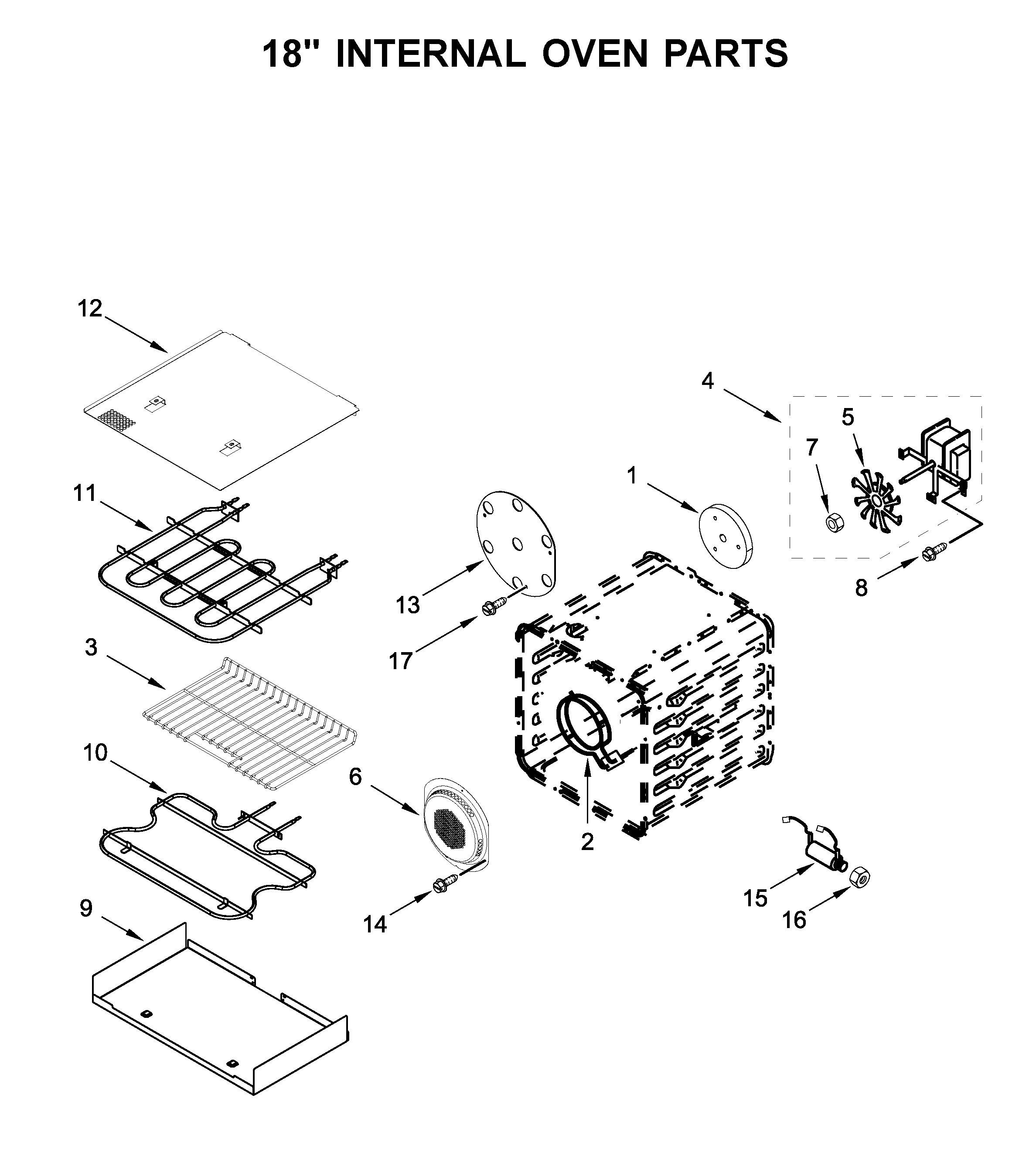 18" INTERNAL OVEN PARTS