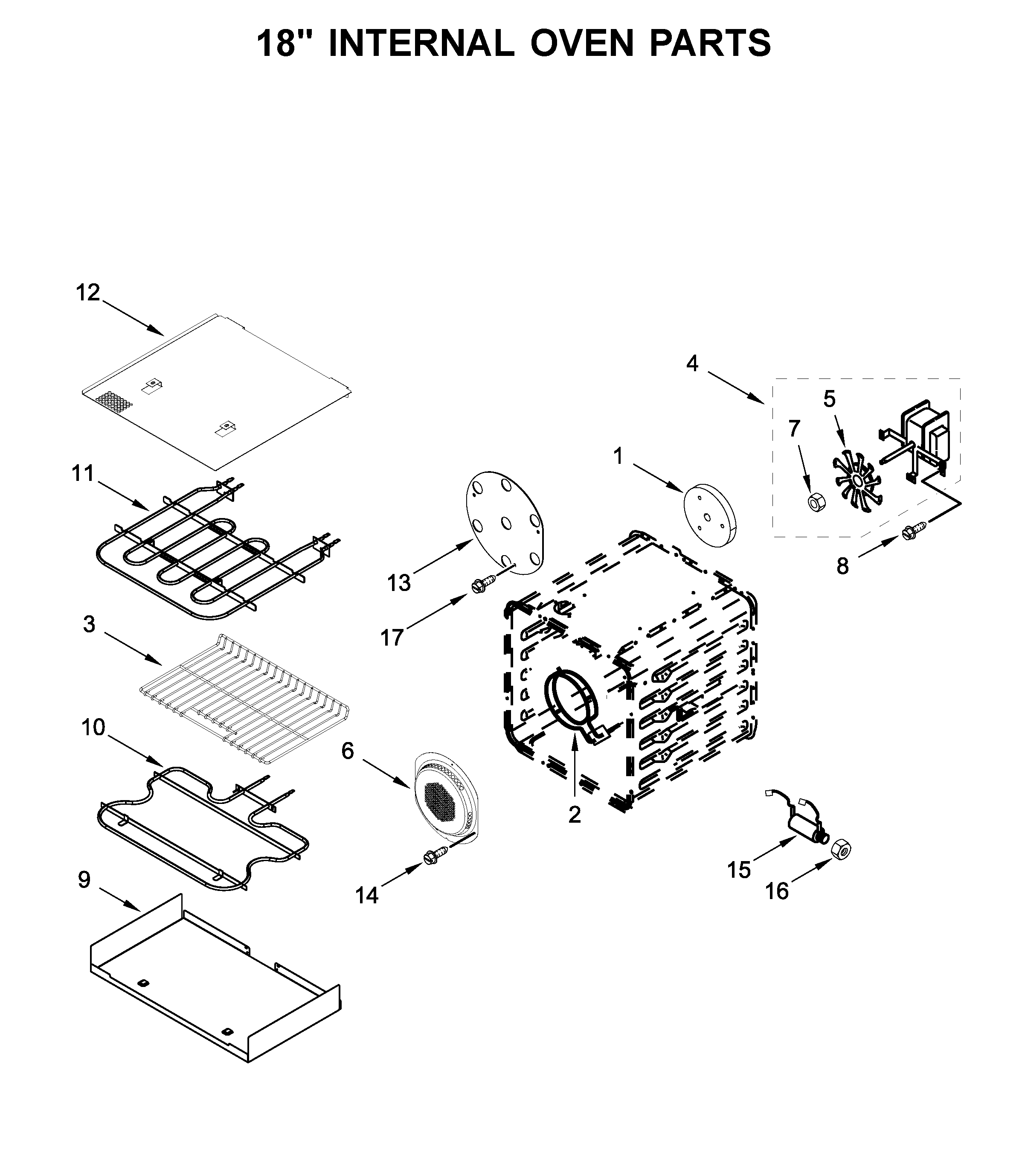 18" internal oven parts