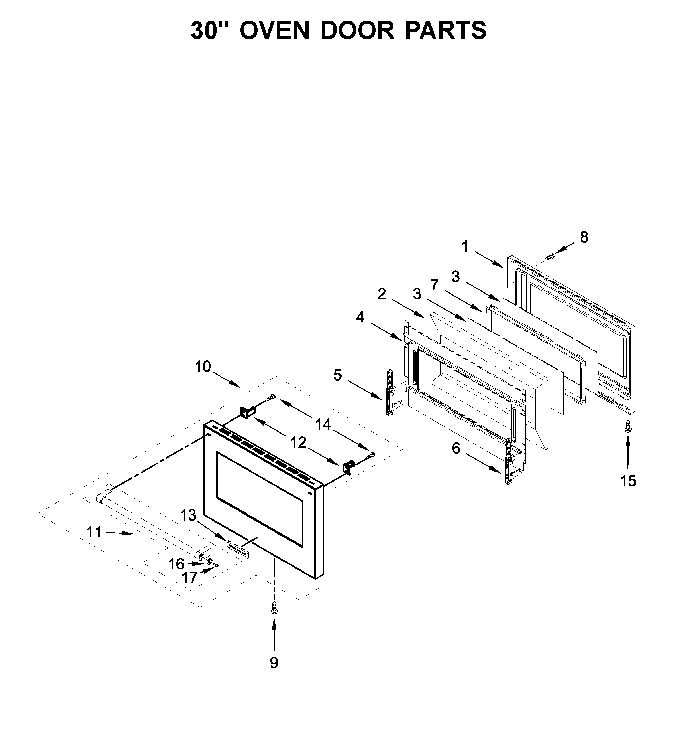 30" oven door parts
