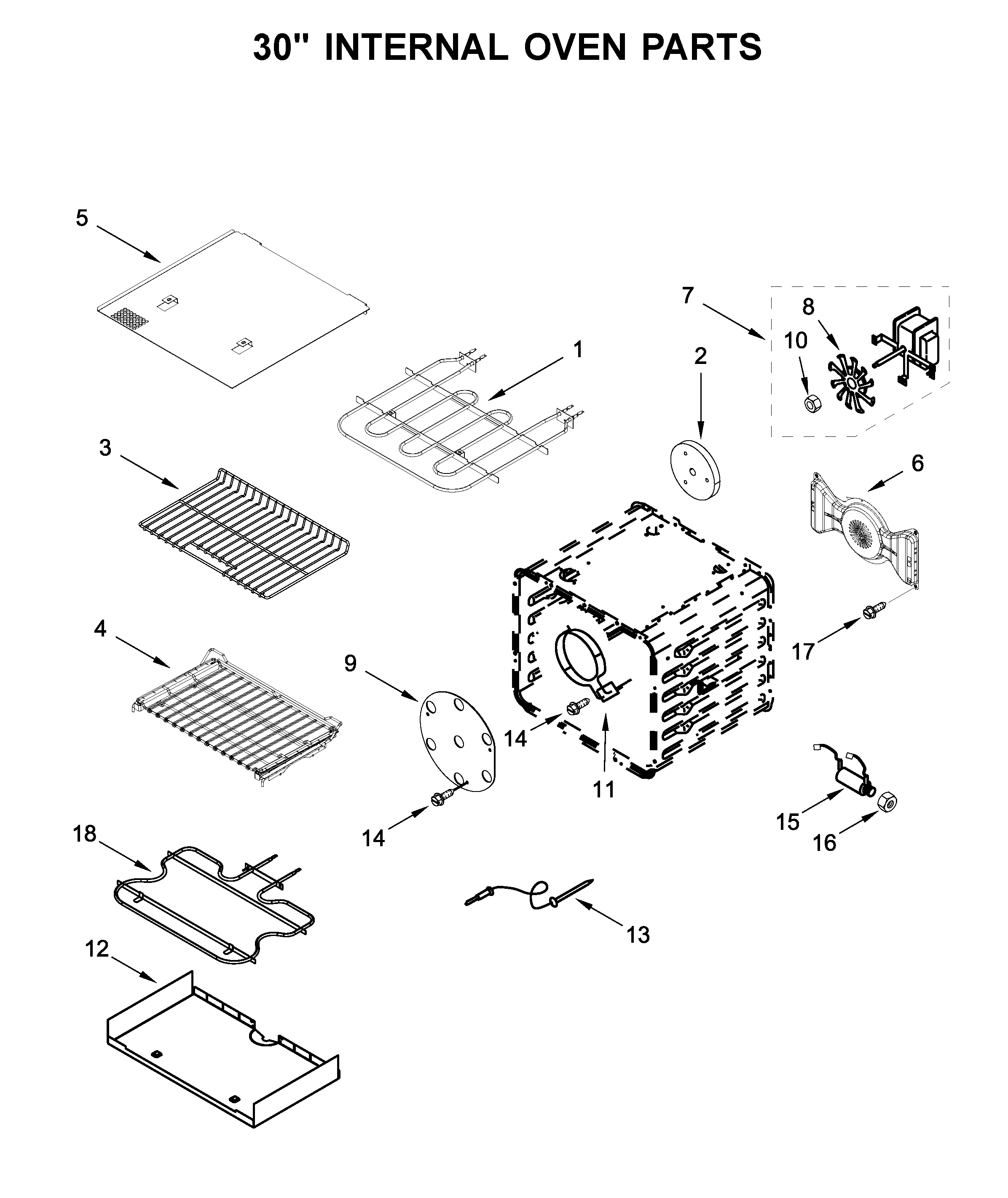 30" internal oven parts