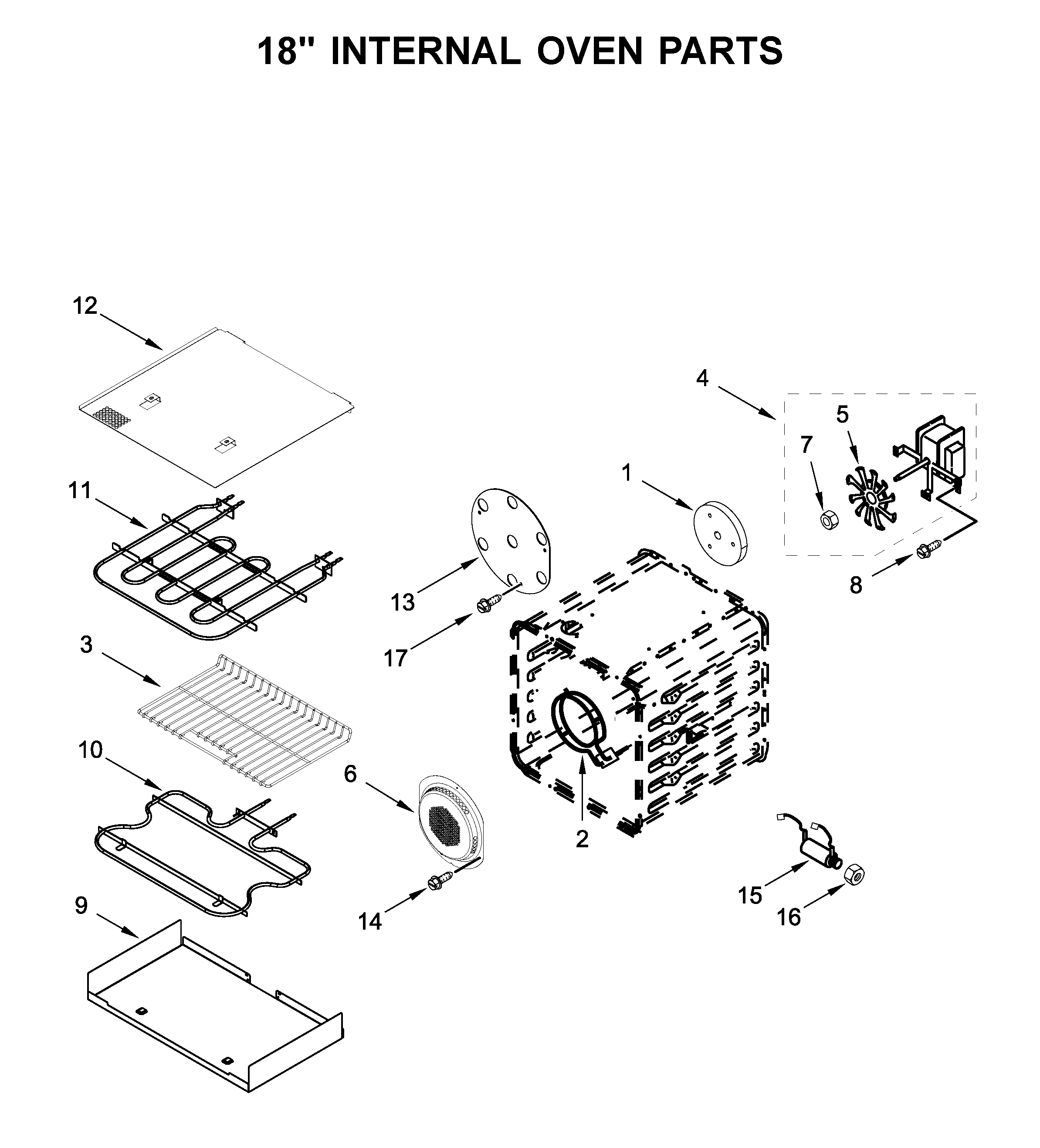 18" internal oven parts