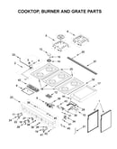 Cooktop, burner and grate parts