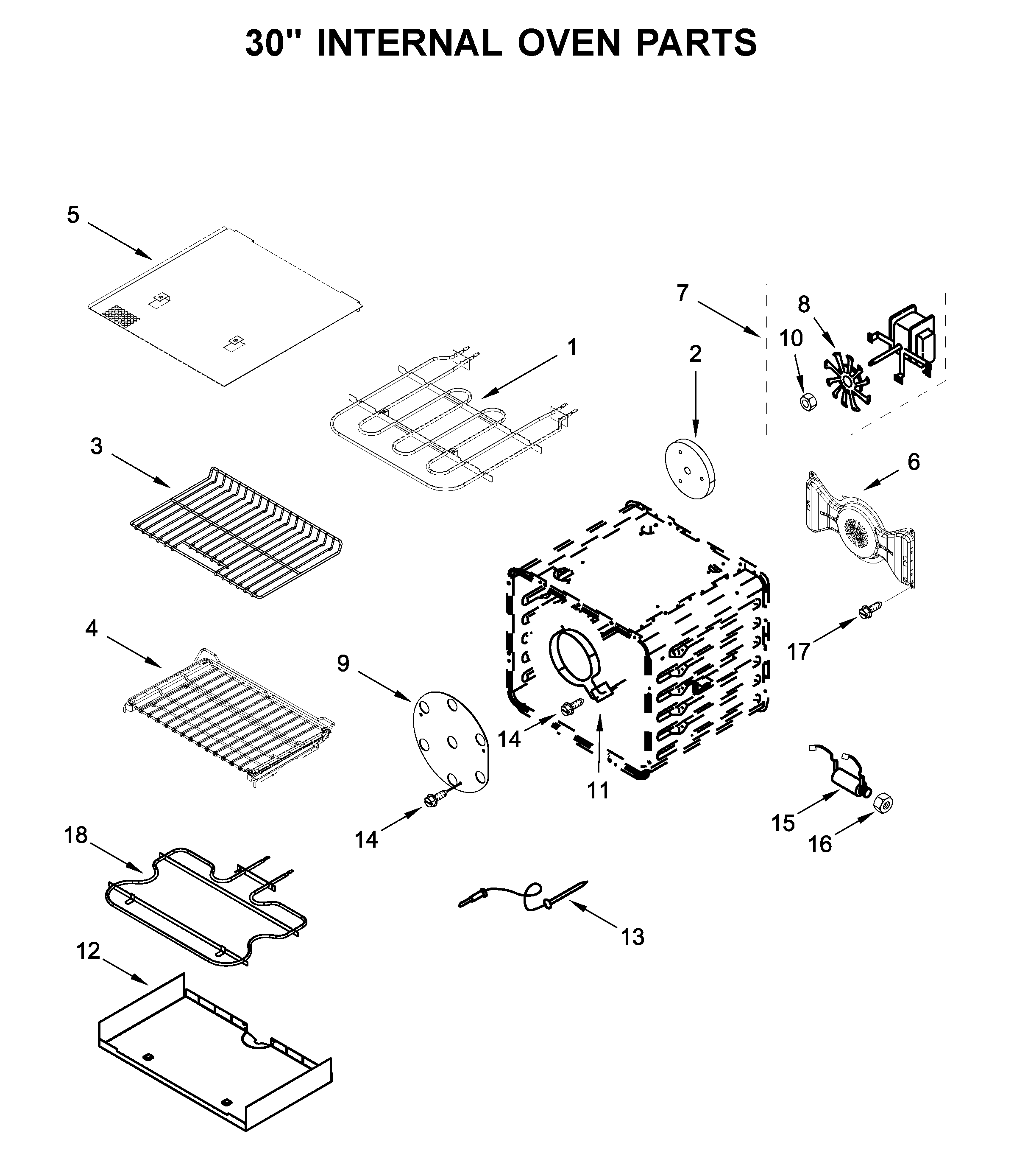 30" internal oven parts