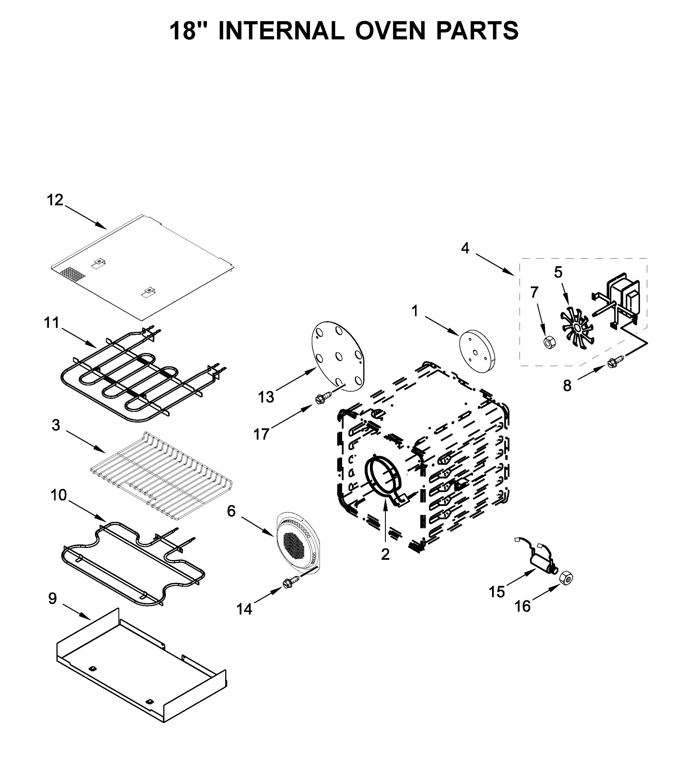 18" INTERNAL OVEN PARTS