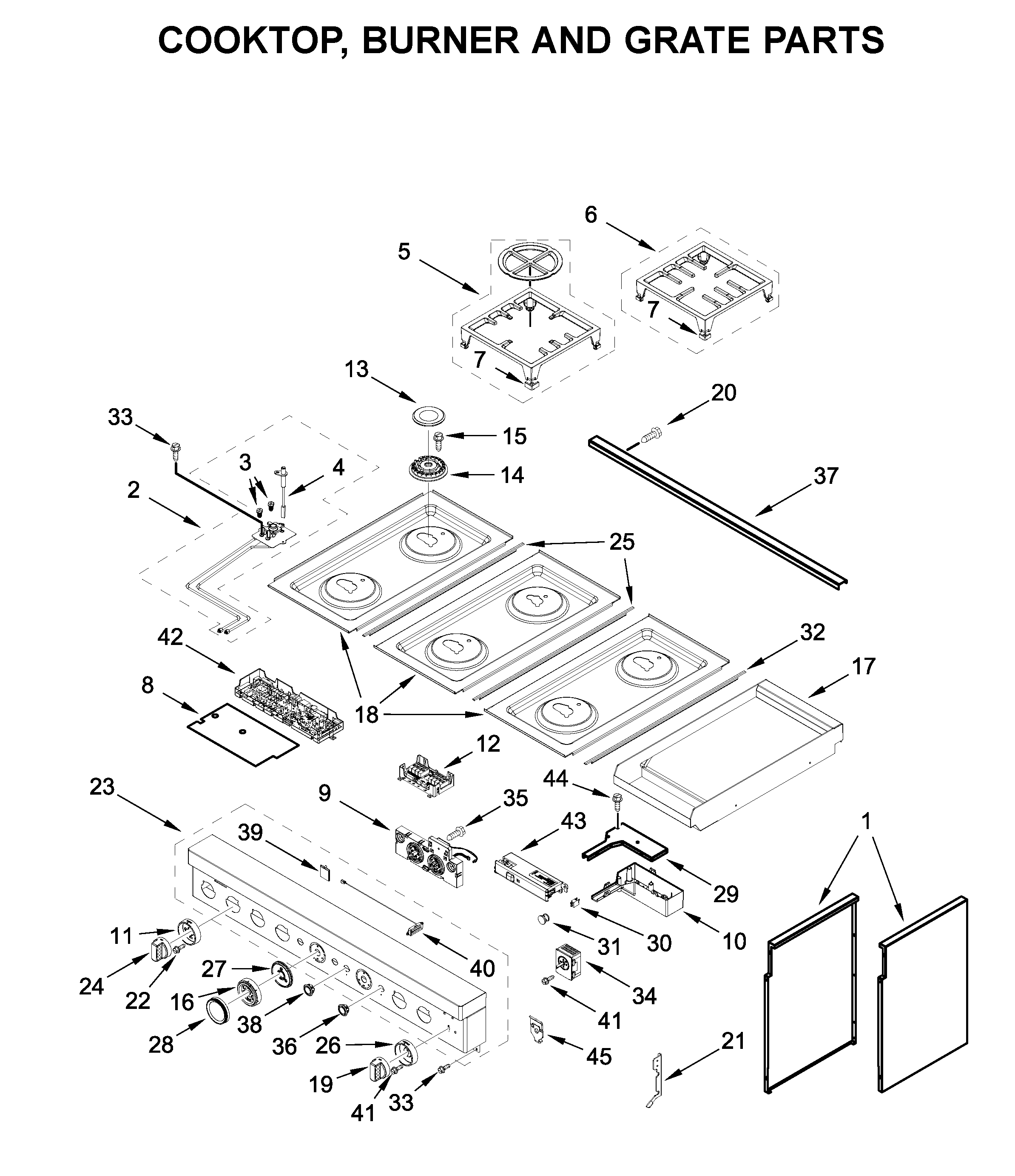 COOKTOP, BURNER AND GRATE PARTS