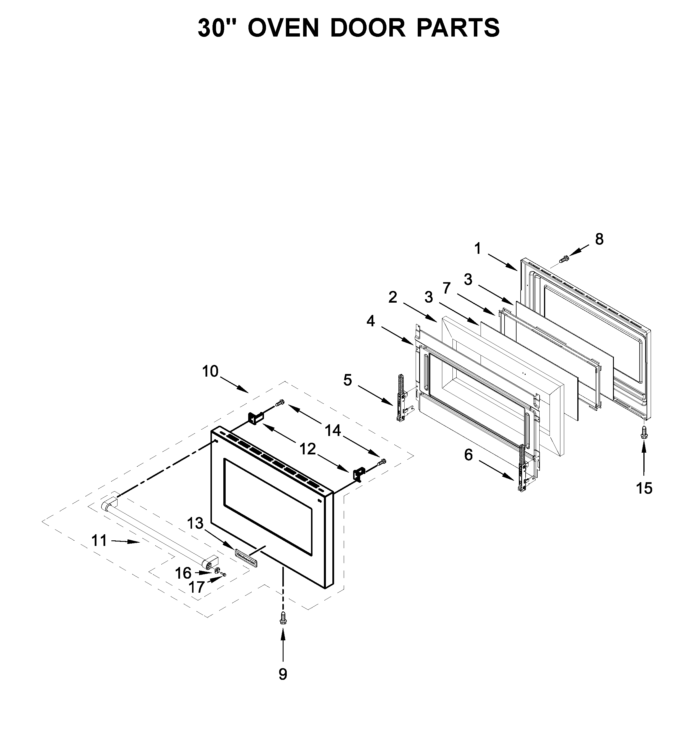 30" OVEN DOOR PARTS