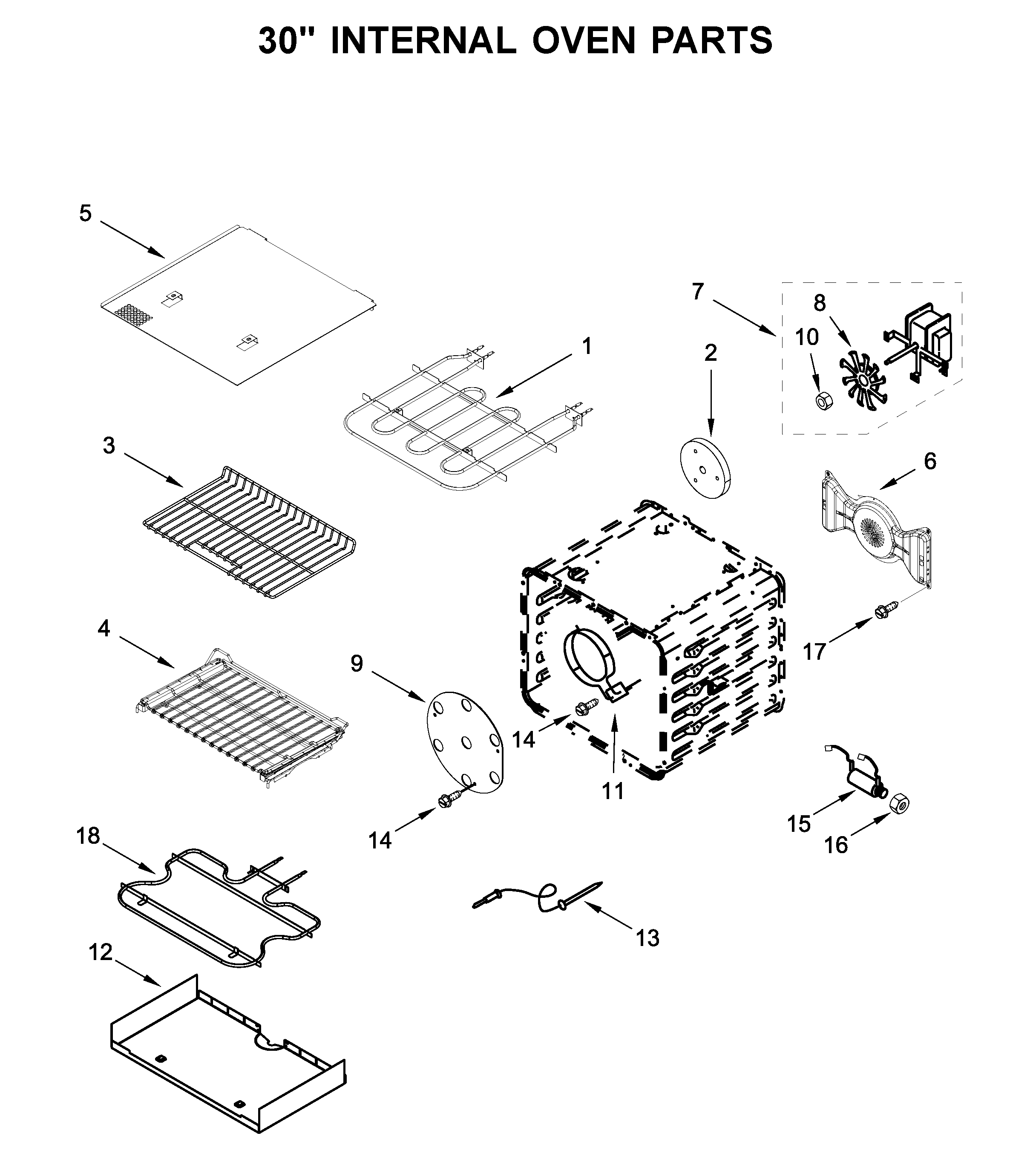 30" INTERNAL OVEN PARTS