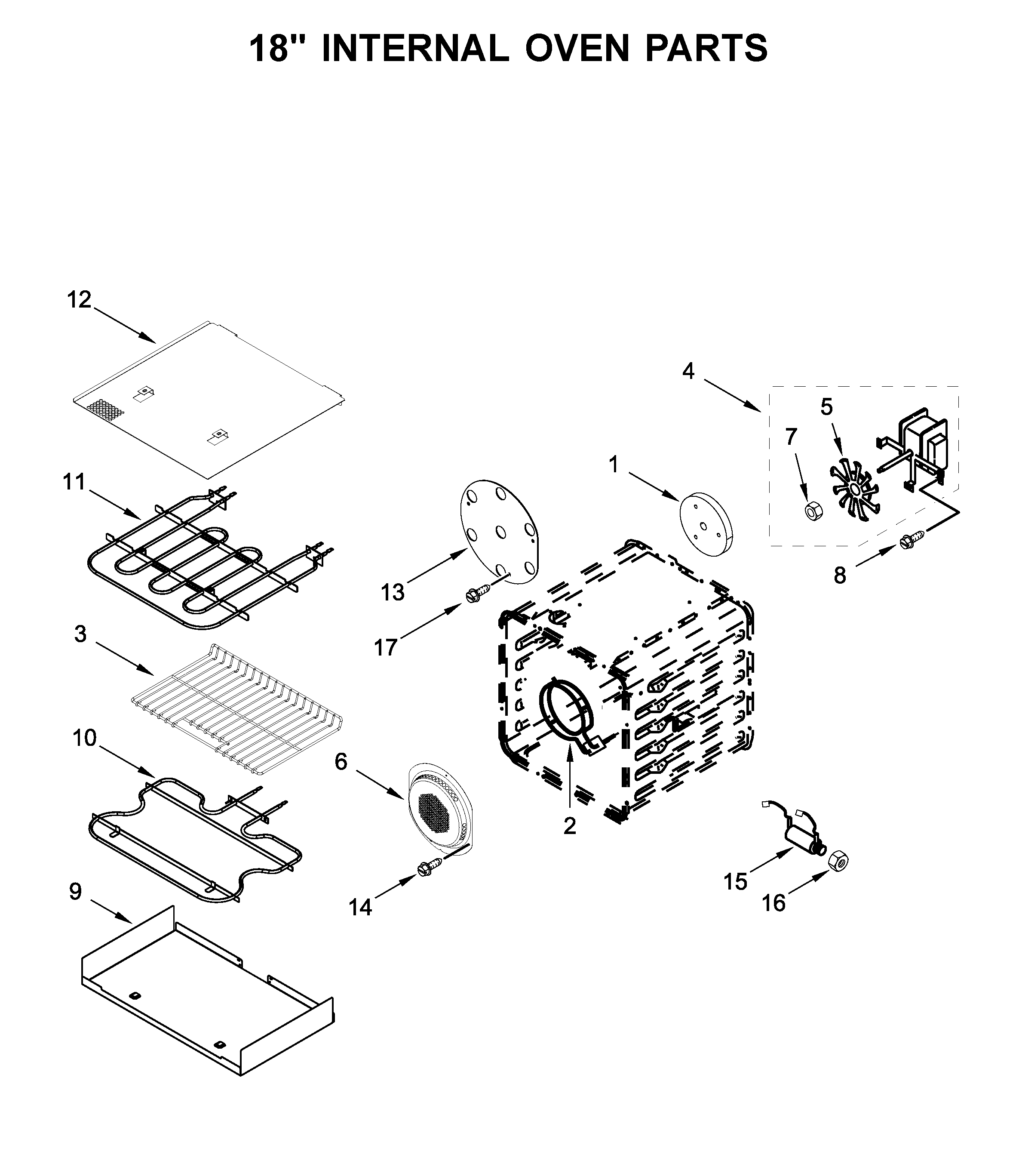 18" INTERNAL OVEN PARTS